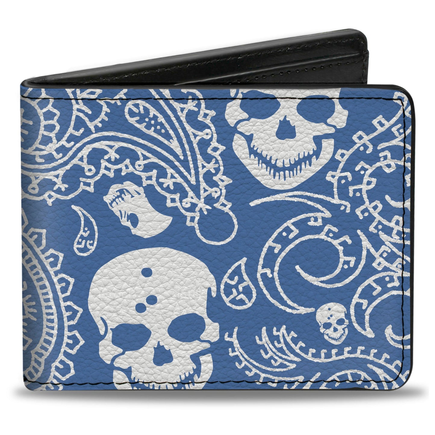 Bi-Fold Wallet - Bandana Skulls Baby Blue White