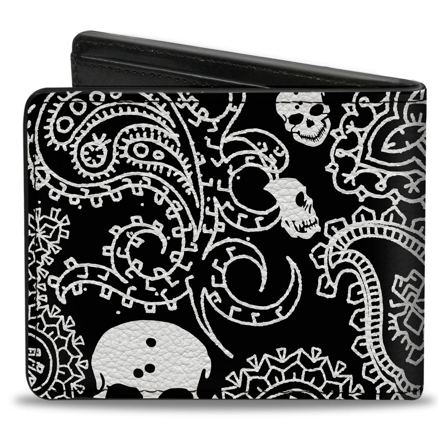 Bi-Fold Wallet - Bandana Skulls Black White