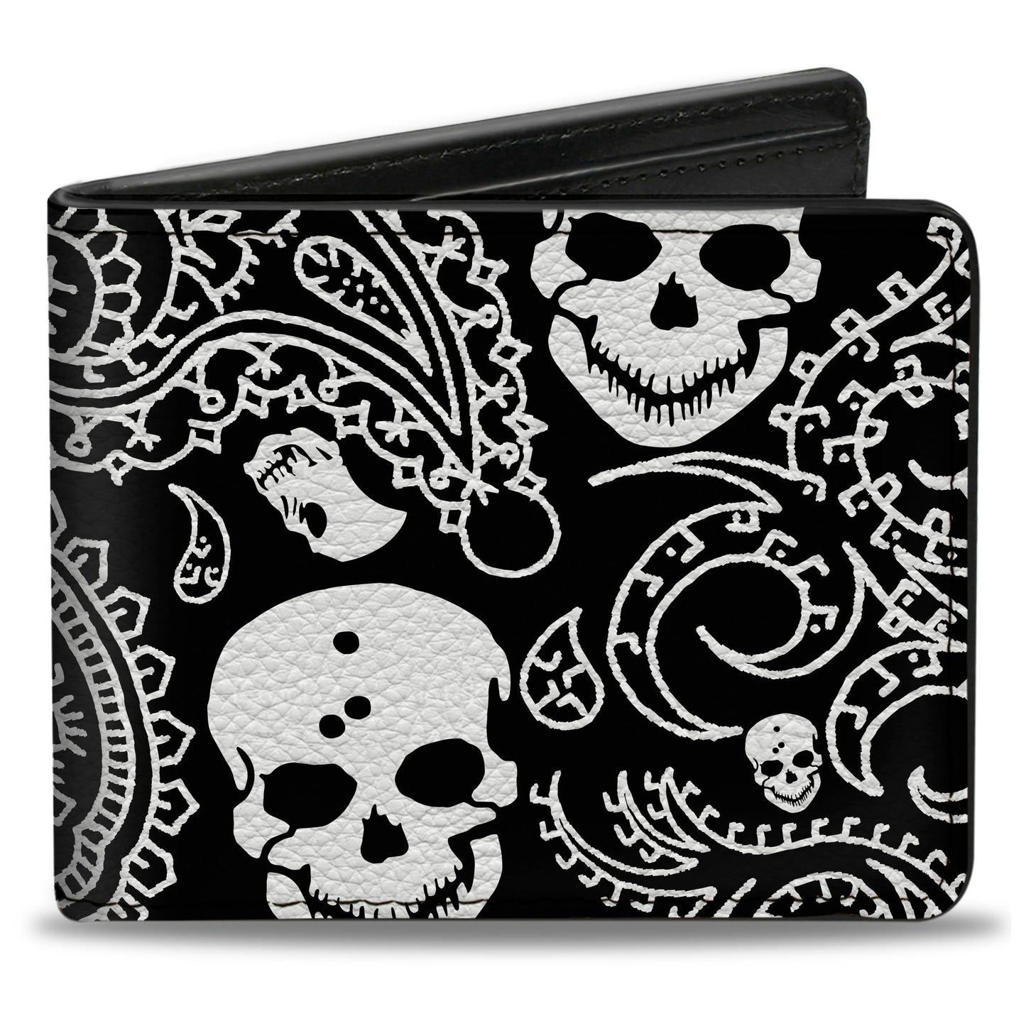 Bi-Fold Wallet - Bandana Skulls Black White