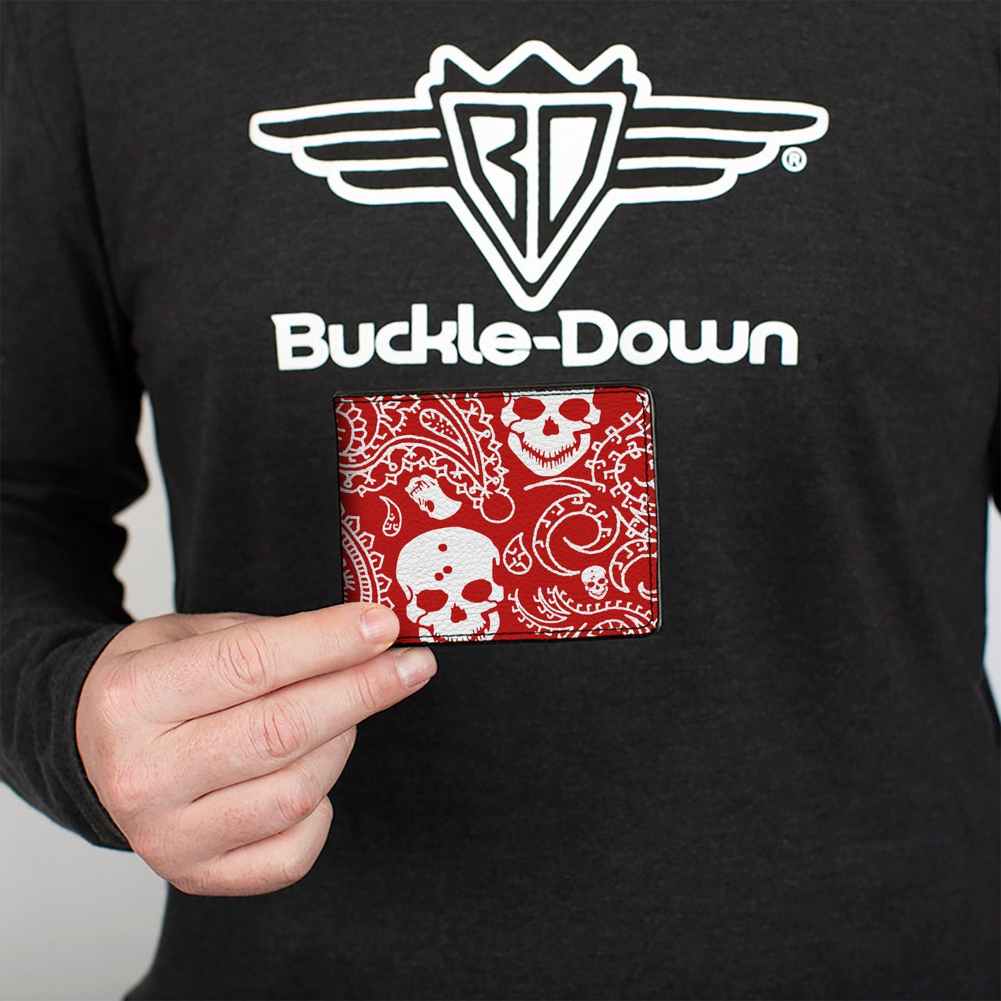 Bi-Fold Wallet - Bandana Skulls Red White