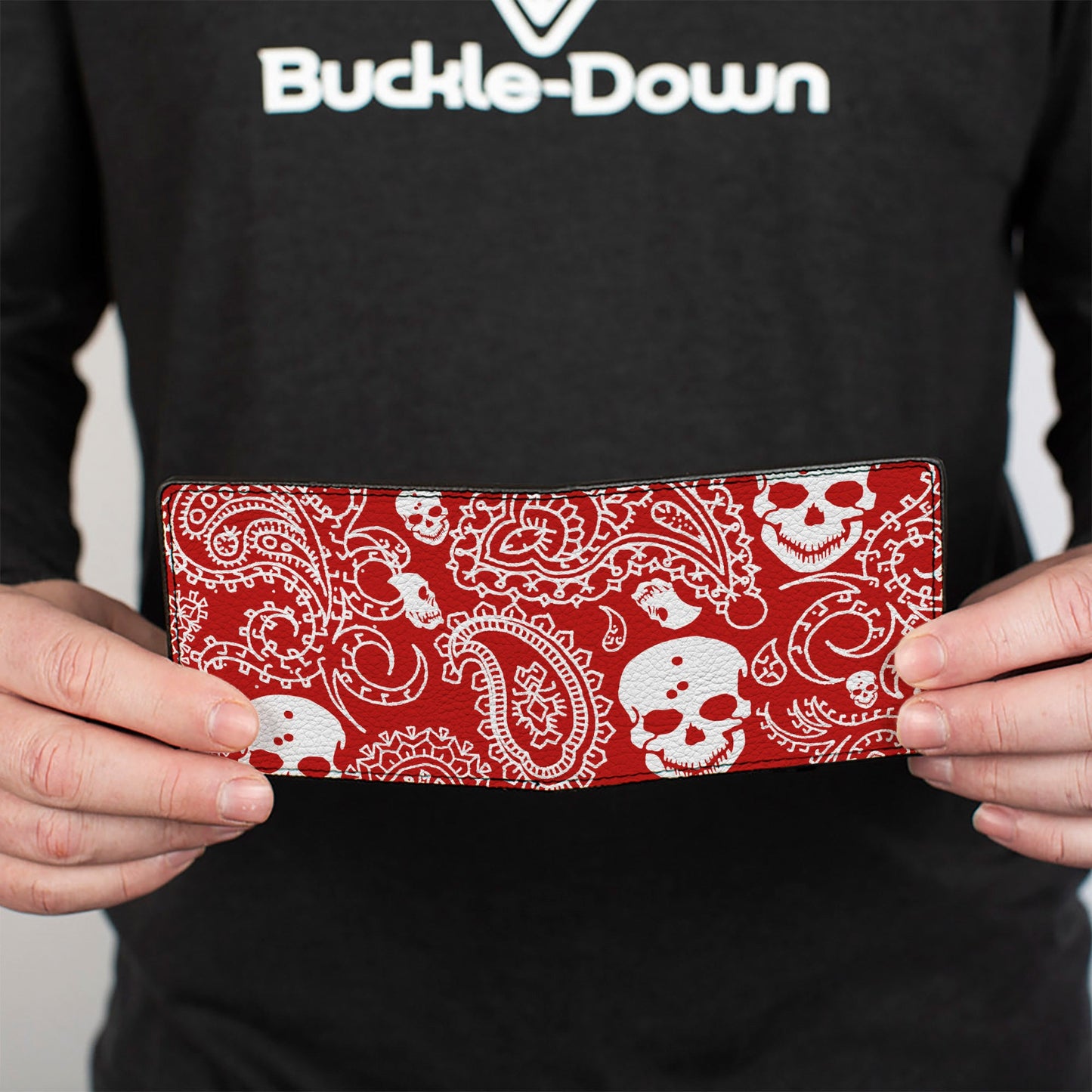 Bi-Fold Wallet - Bandana Skulls Red White
