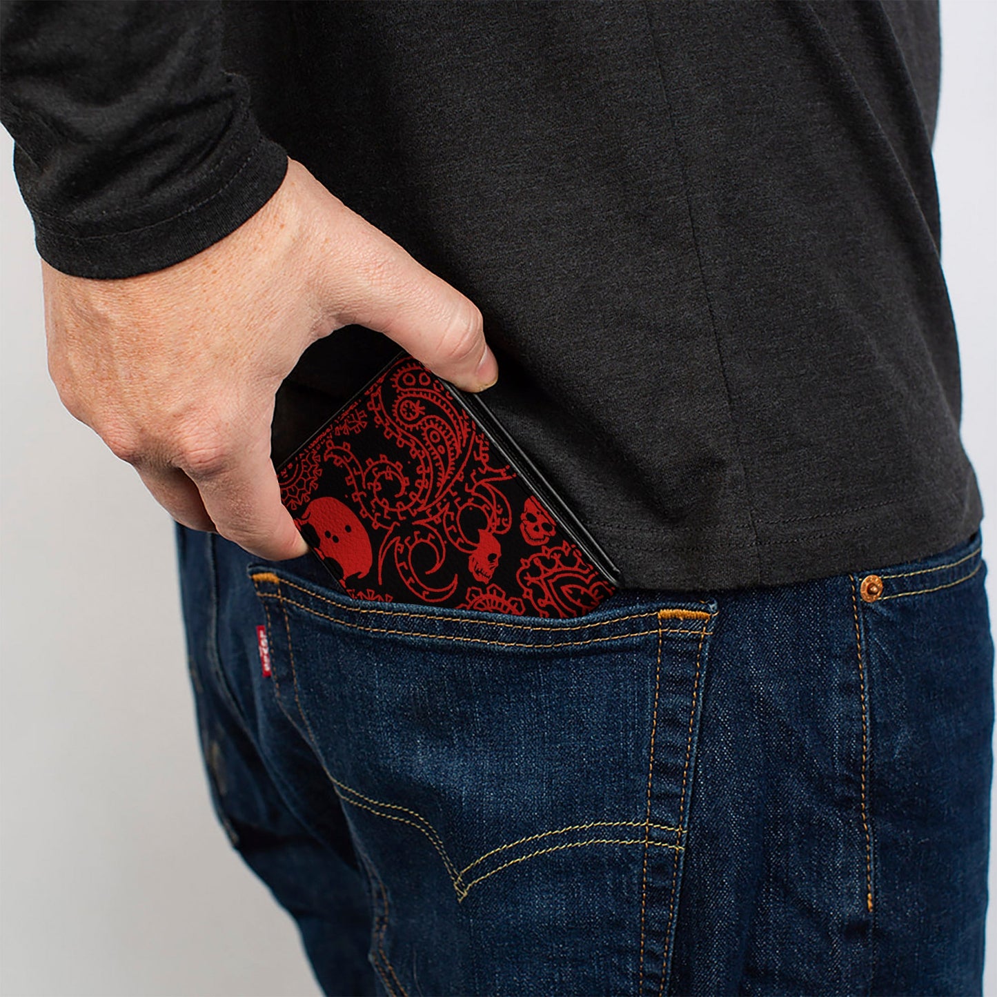 Bi-Fold Wallet - Bandana Skulls Black Red