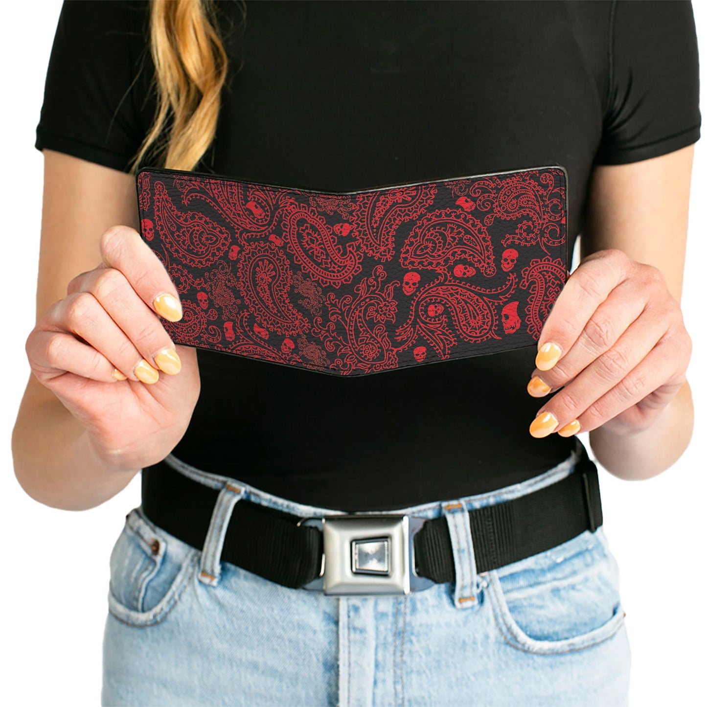 Bi-Fold Wallet - Bandana Skulls Black Red