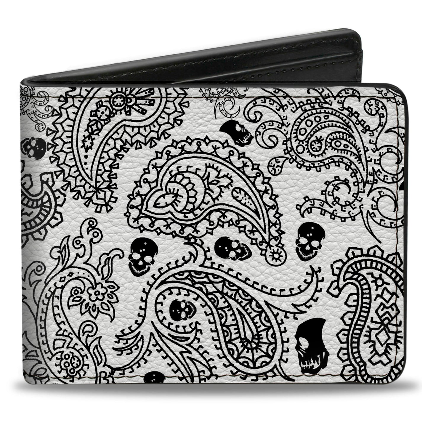 Bi-Fold Wallet - Bandana Skulls White Black