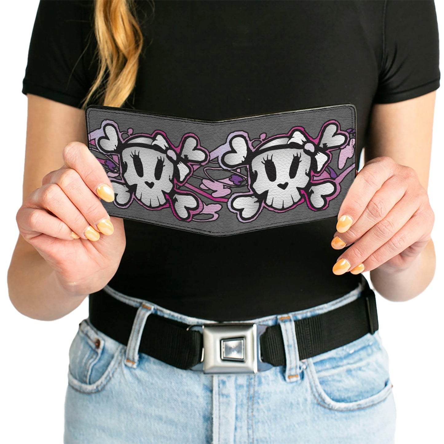Bi-Fold Wallet - Girlie Skull Gray