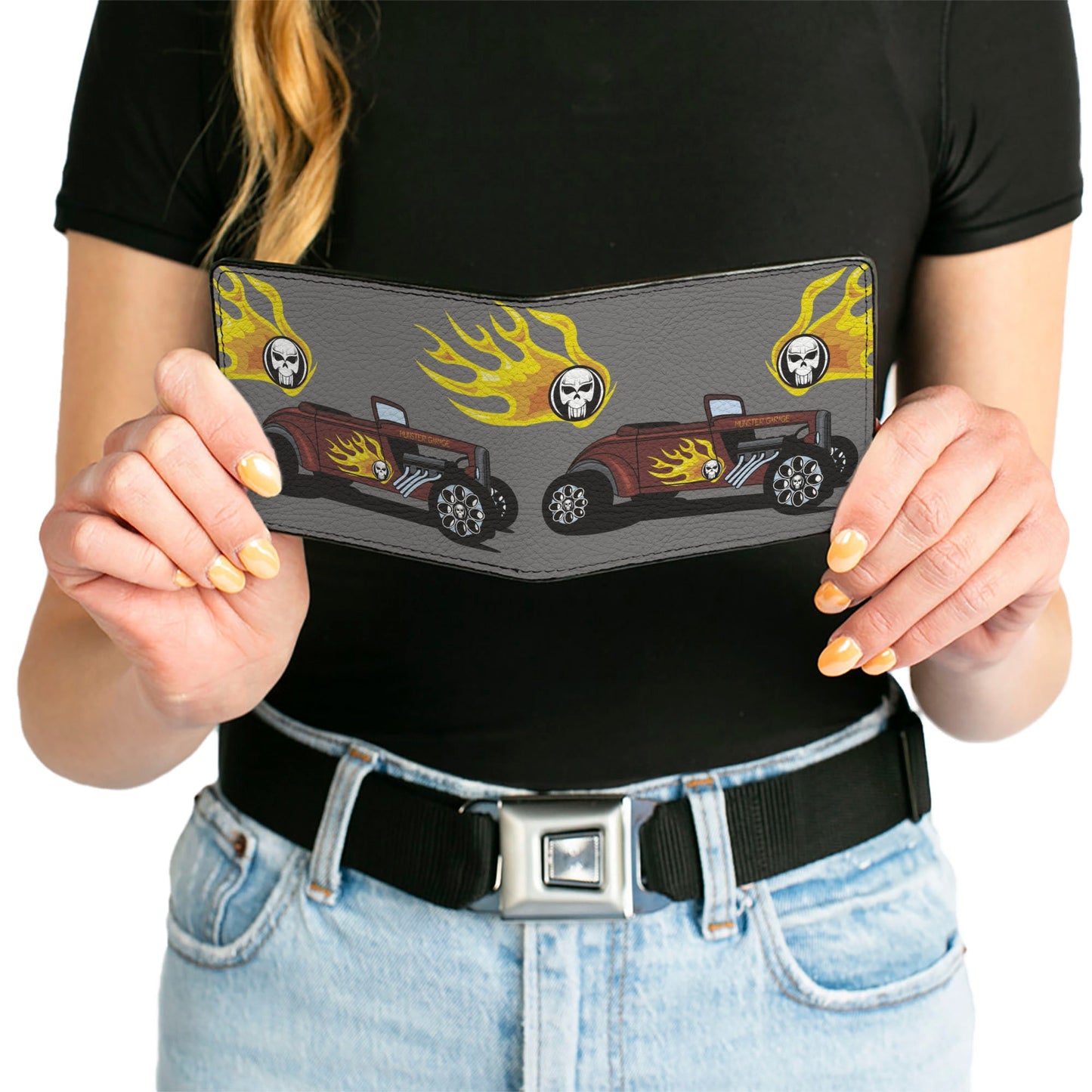 Bi-Fold Wallet - Hot Rod w Flame Skull