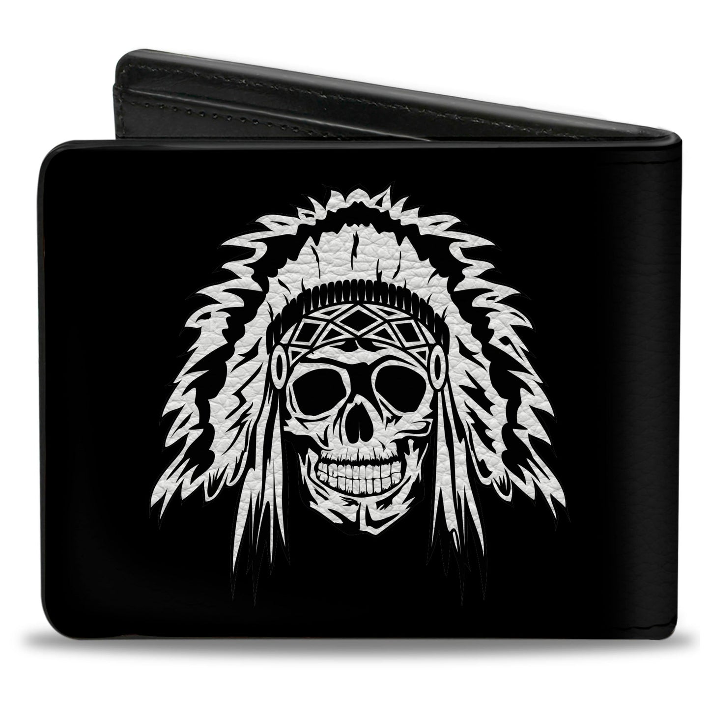 Bi-Fold Wallet - Native American Skull Black White