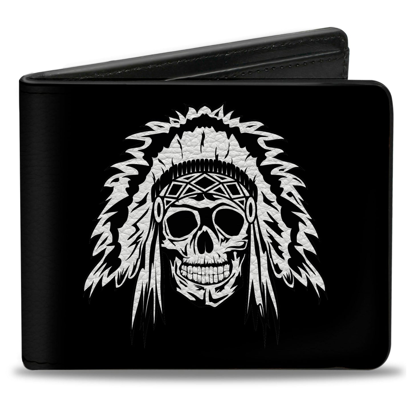 Bi-Fold Wallet - Native American Skull Black White