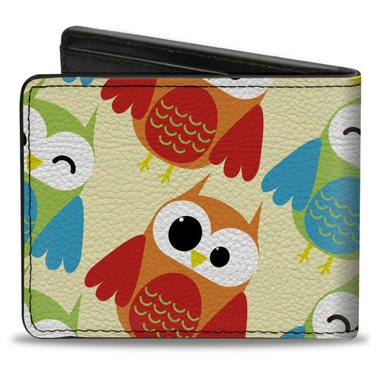 Bi-Fold Wallet - Owl Eyes Yellow Reds Blues