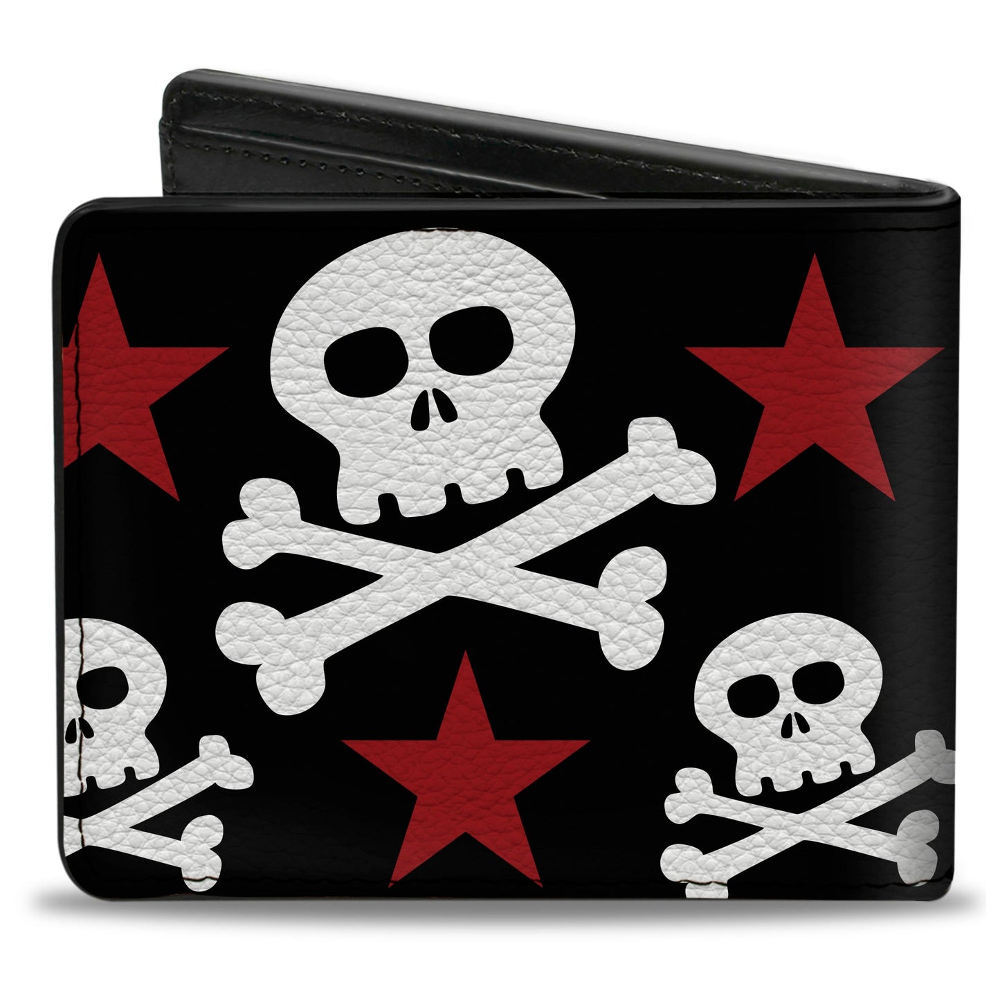 Bi-Fold Wallet - Skulls & Stars Black White Red