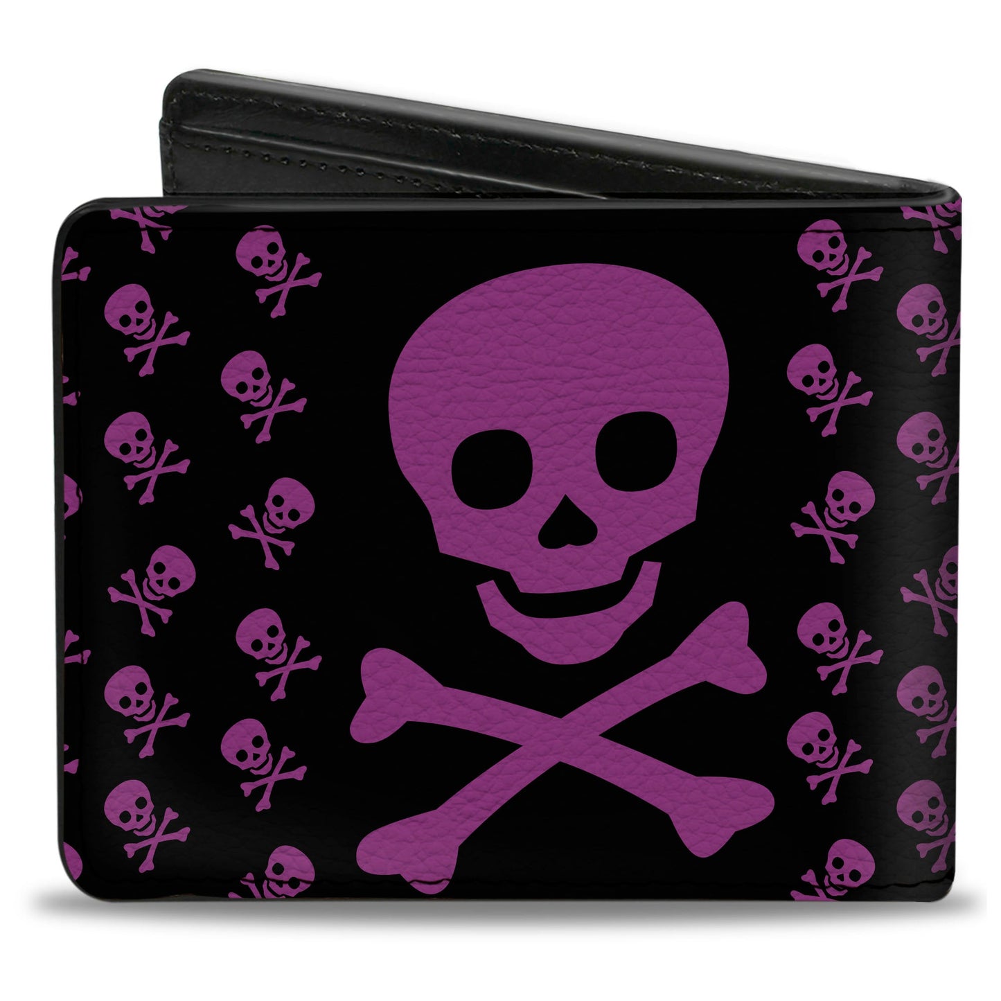 Bi-Fold Wallet - Skull w Babies Black Fuchsia
