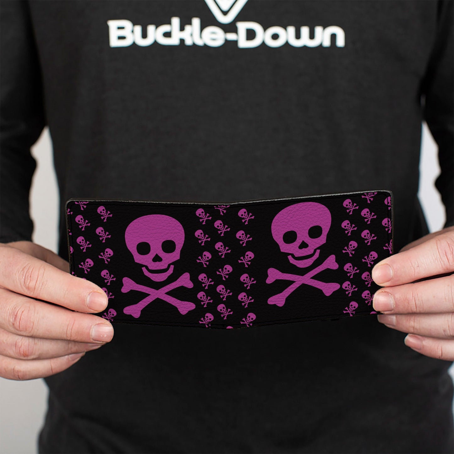 Bi-Fold Wallet - Skull w Babies Black Fuchsia