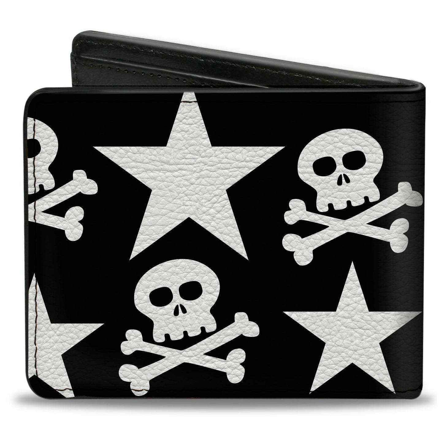 Bi-Fold Wallet - Skulls & Stars Black White