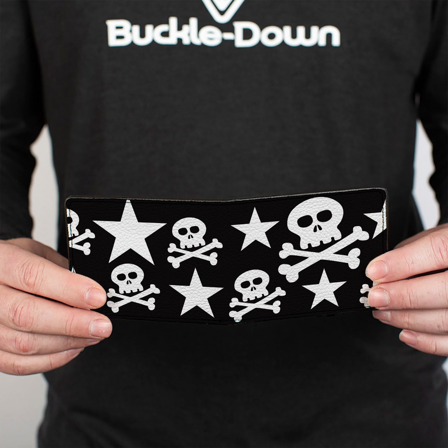 Bi-Fold Wallet - Skulls & Stars Black White