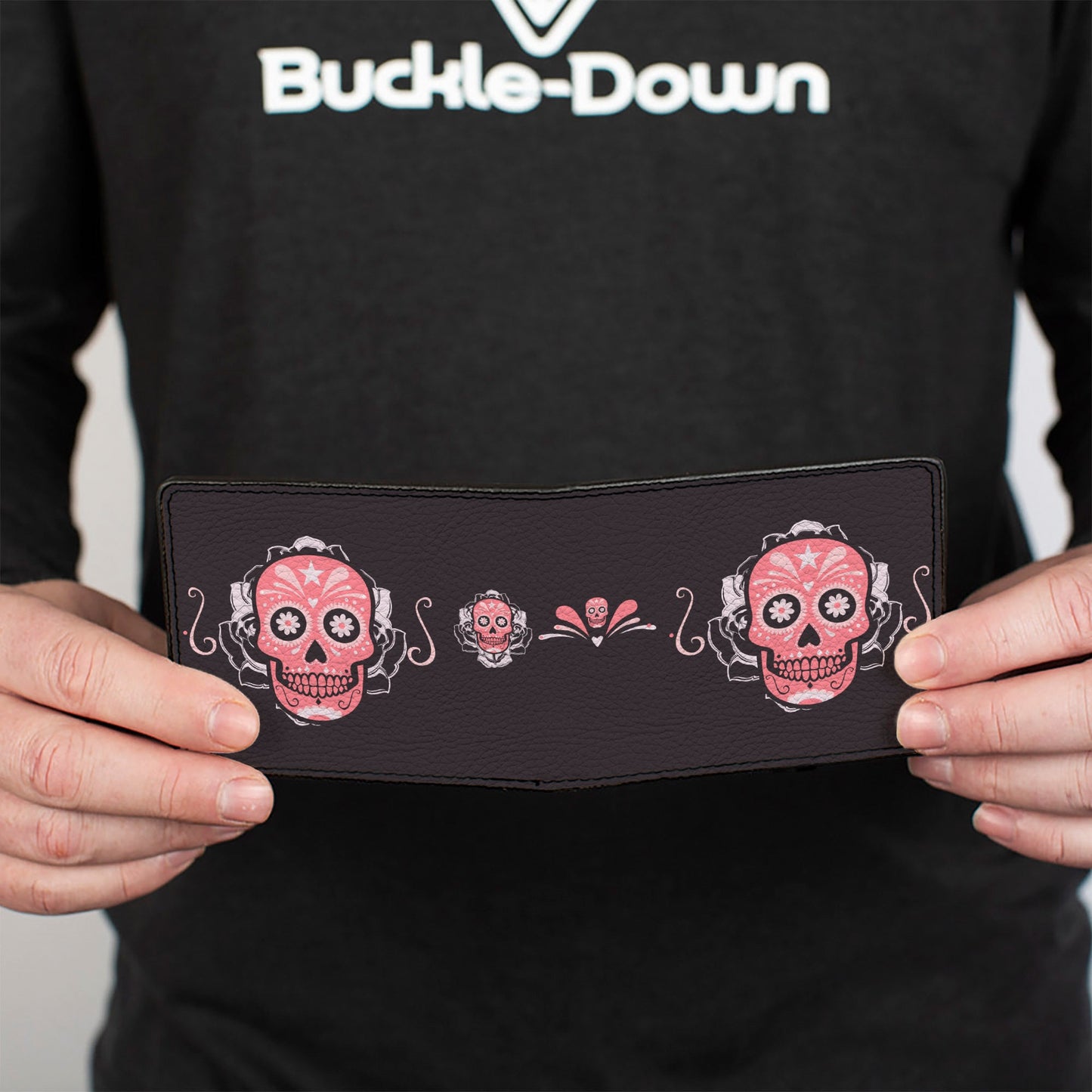 Bi-Fold Wallet - Sugar Skulls Gray Pink