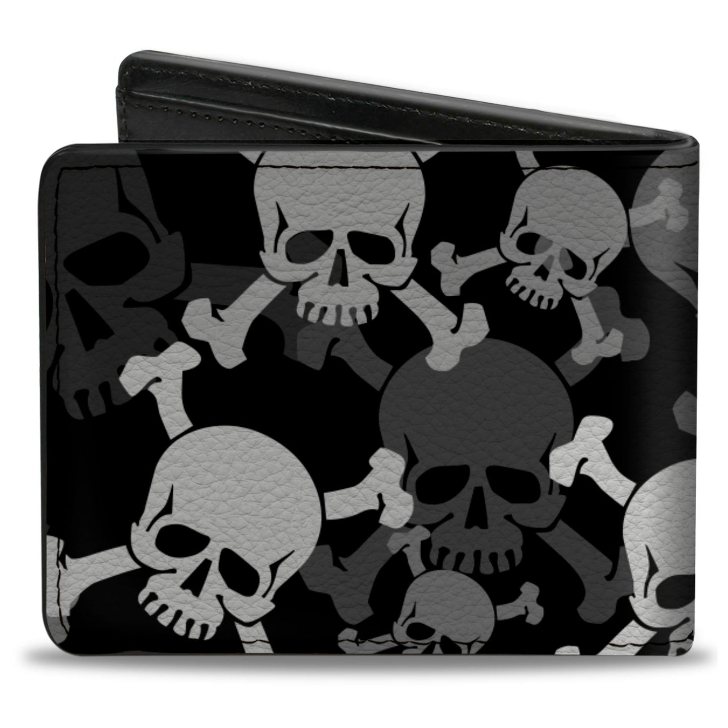 Bi-Fold Wallet - Top Skulls Stacked Black Gray White