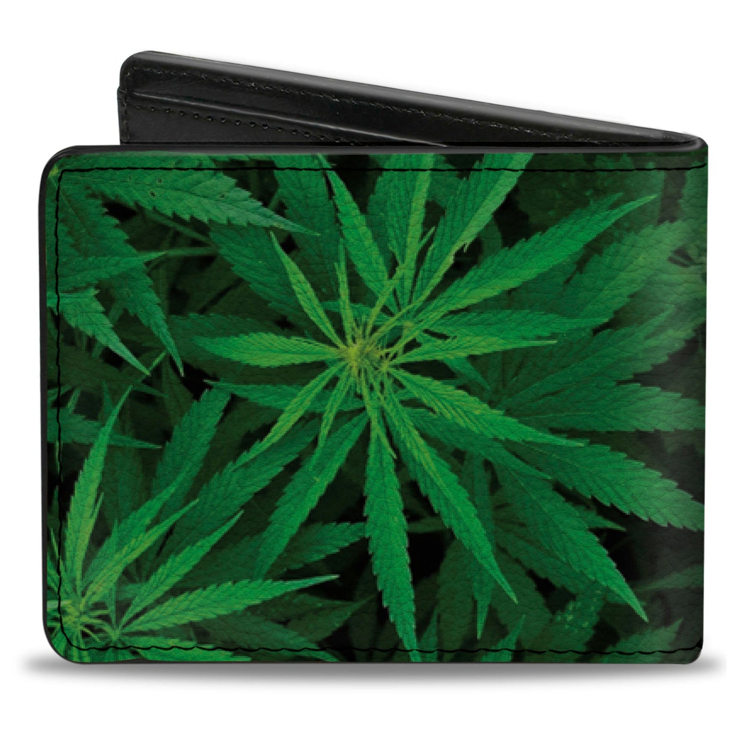 Bi-Fold Wallet - Vivid Marijuana Leaves Stacked