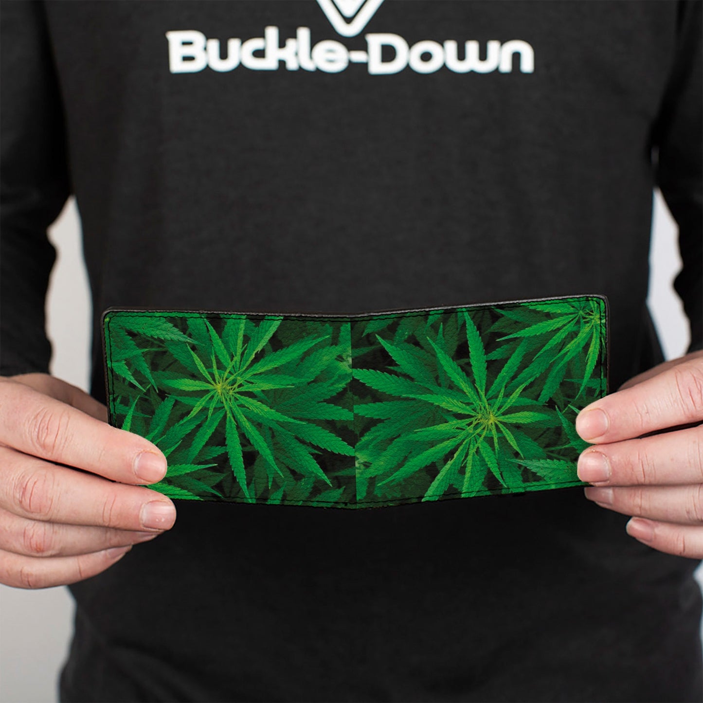 Bi-Fold Wallet - Vivid Marijuana Leaves Stacked