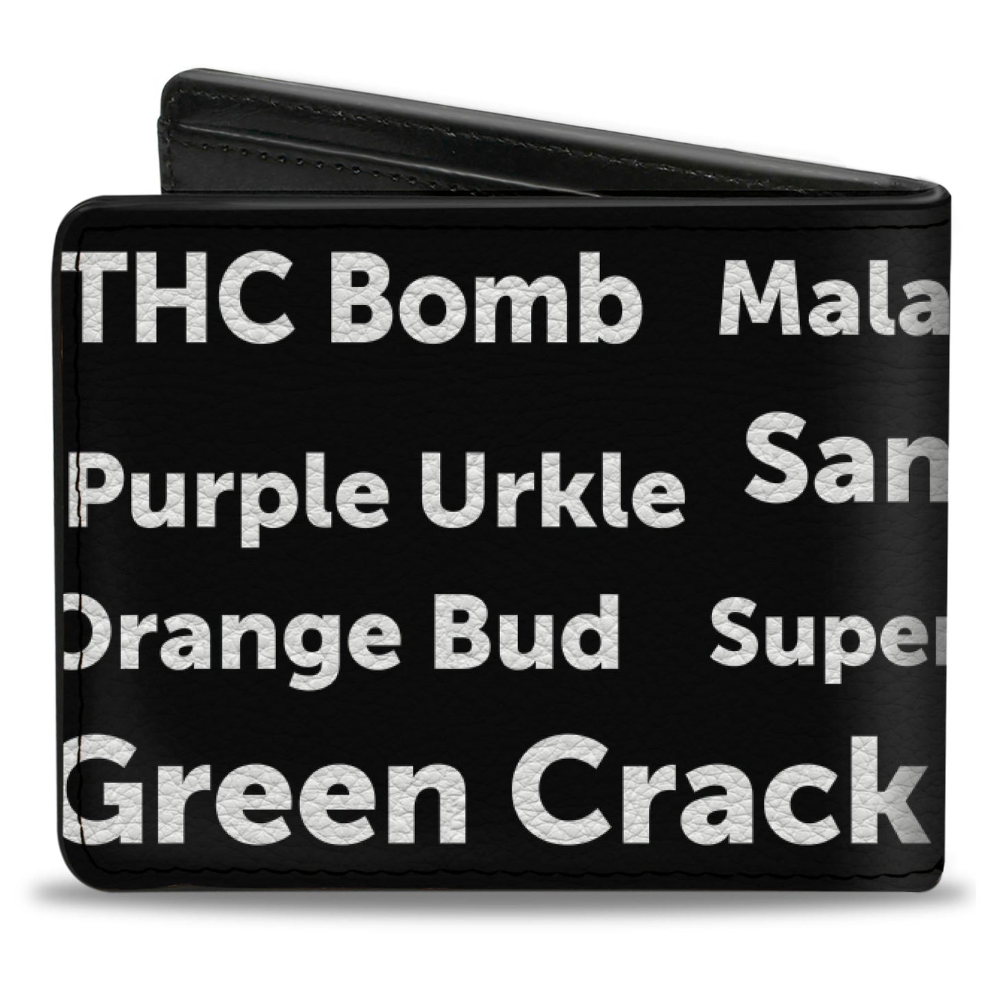 Bi-Fold Wallet - Verbiage Marijuana Strains Black White