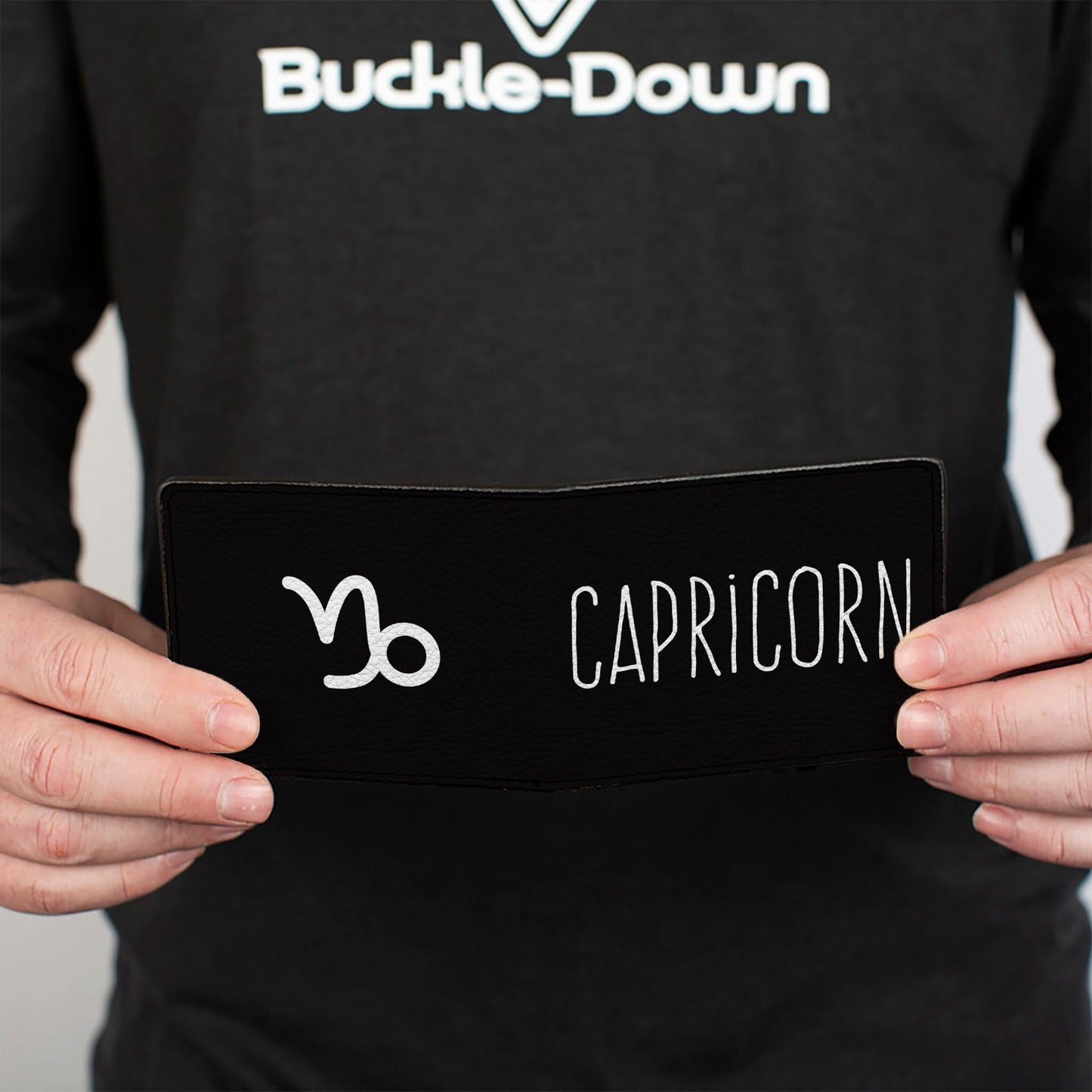 Bi-Fold Wallet - Zodiac CAPRICORN Symbol Black White
