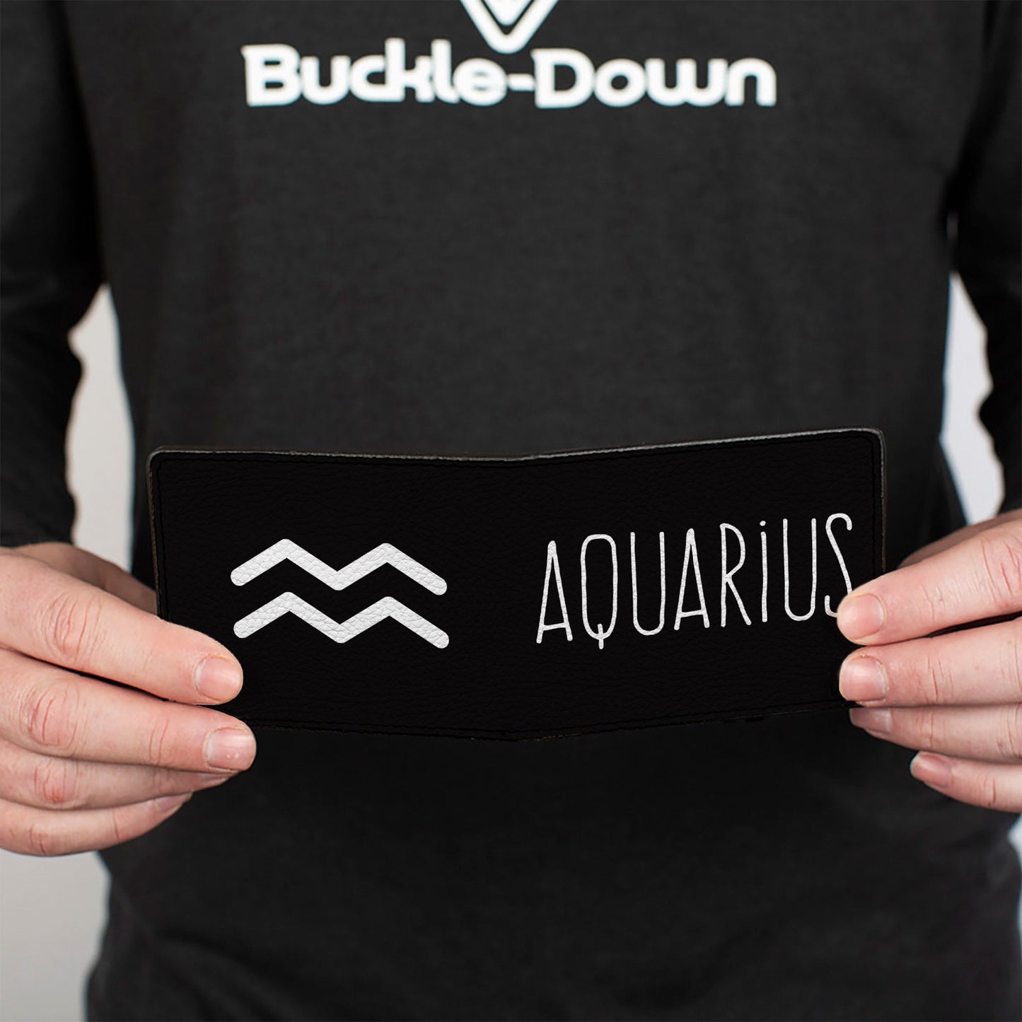 Bi-Fold Wallet - Zodiac AQUARIUS Symbol Black White