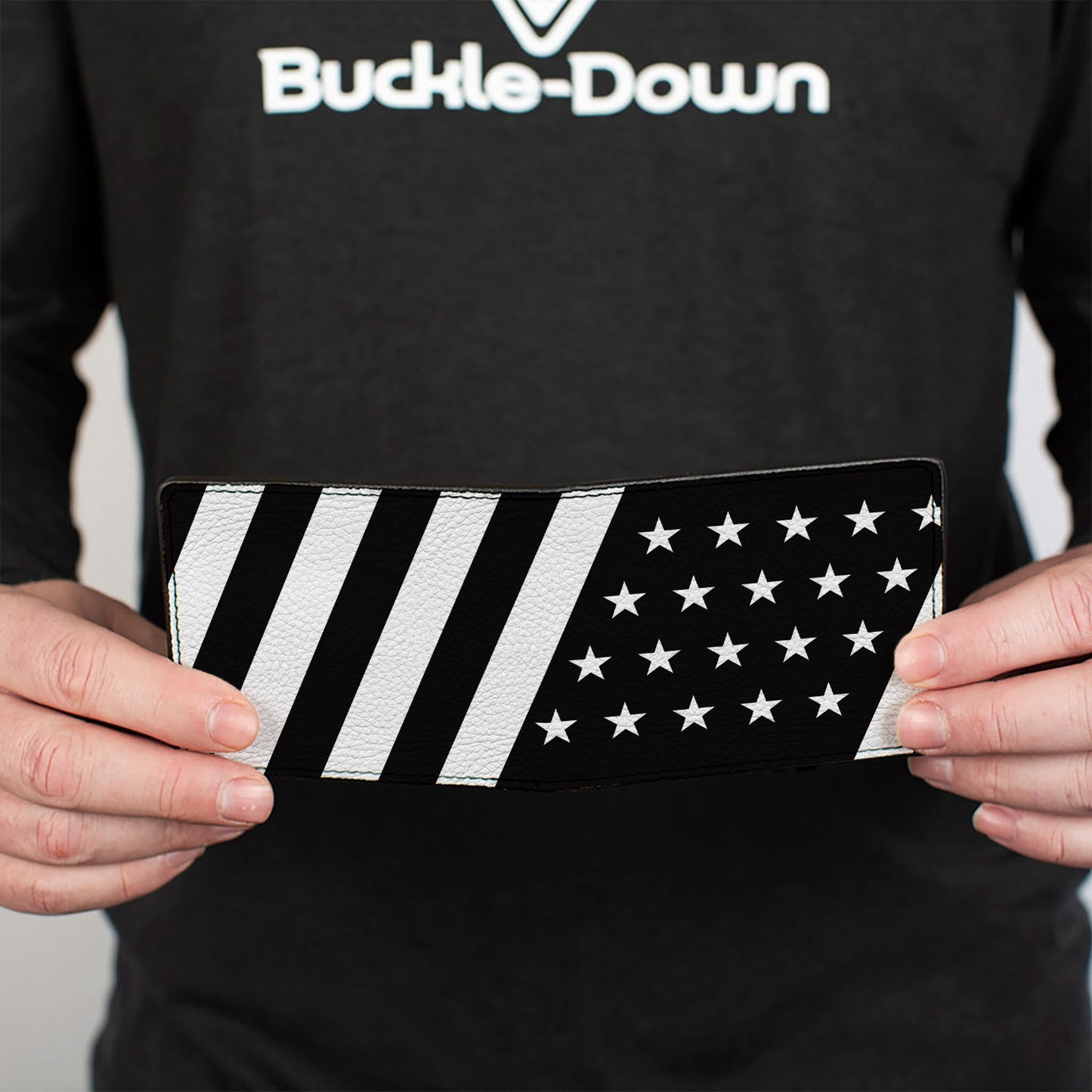 Bi-Fold Wallet - American Flag Diagonal Black White