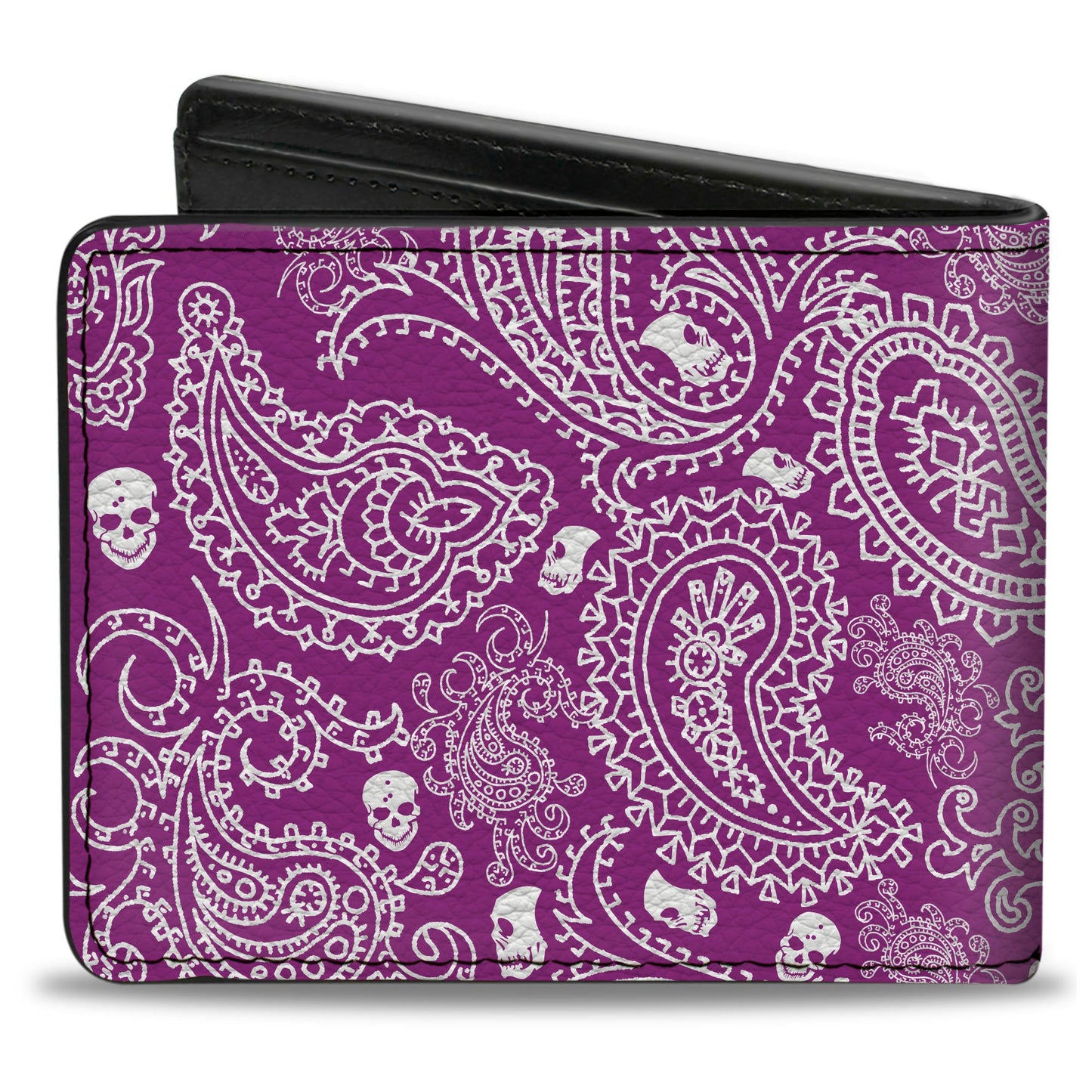 Bi-Fold Wallet - Bandana Skulls Purple White