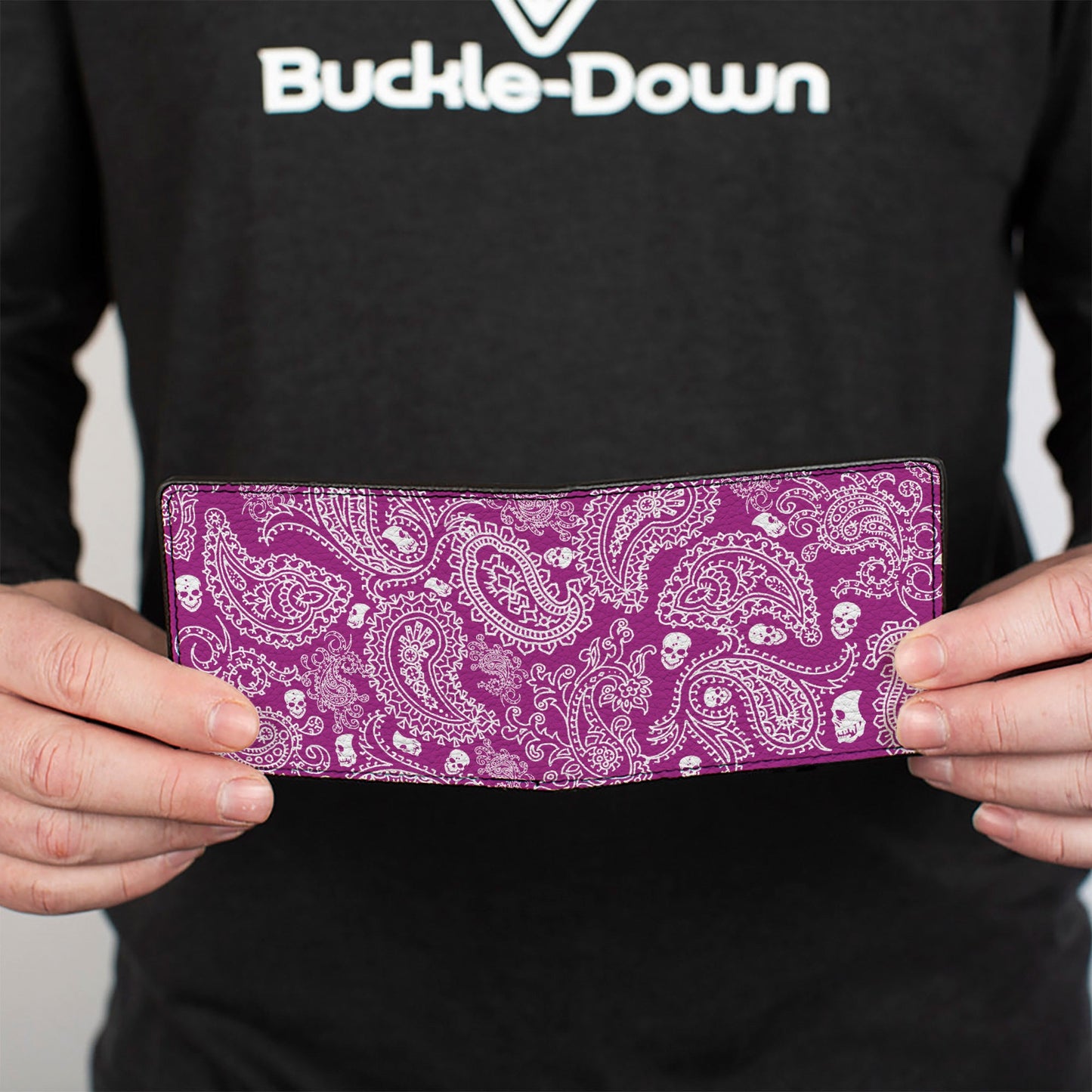 Bi-Fold Wallet - Bandana Skulls Purple White