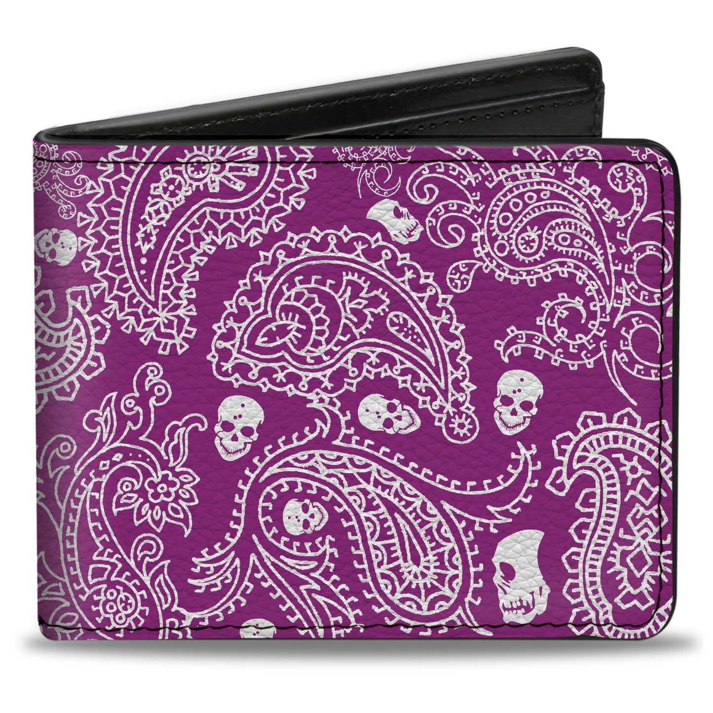 Bi-Fold Wallet - Bandana Skulls Purple White