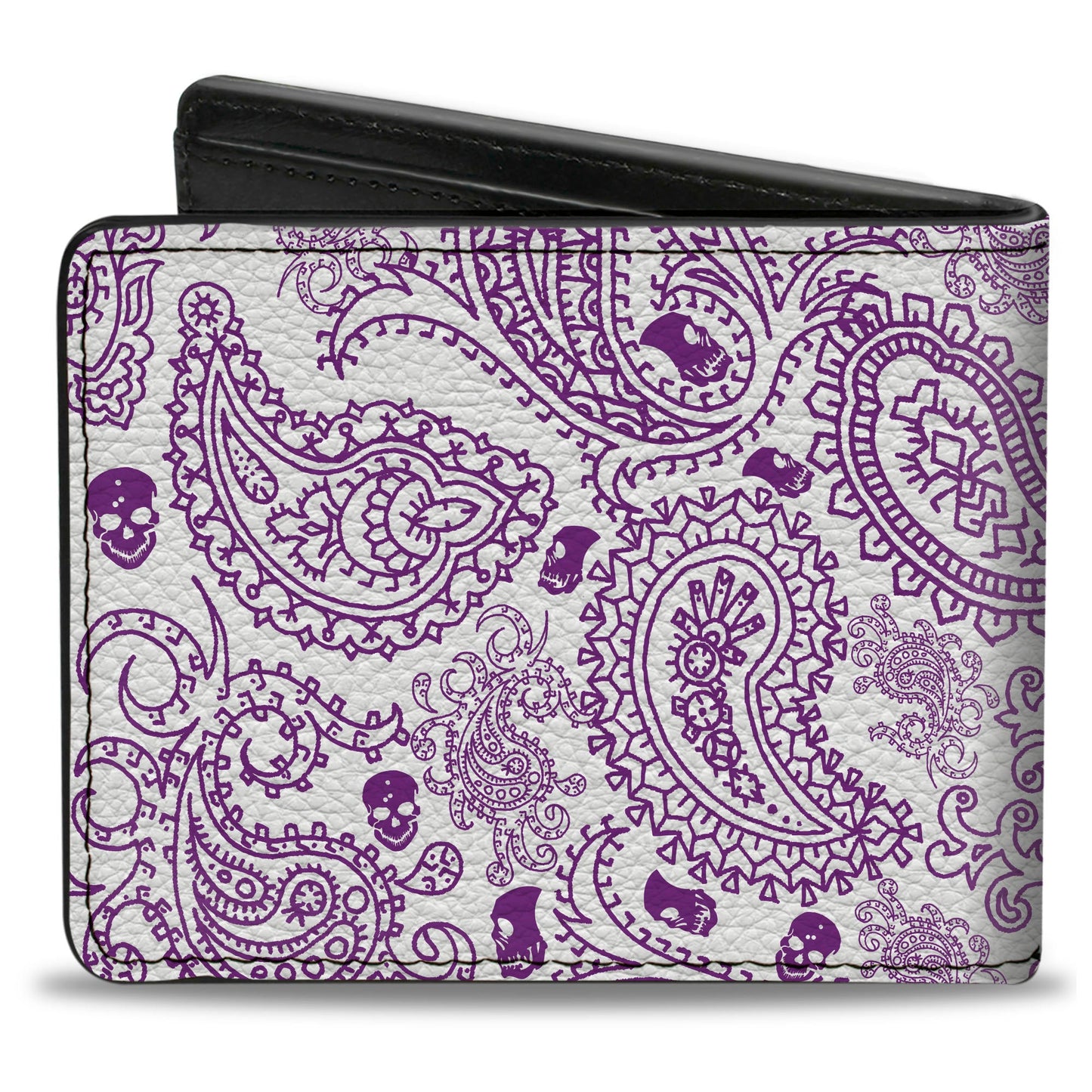 Bi-Fold Wallet - Bandana Skulls White Purple