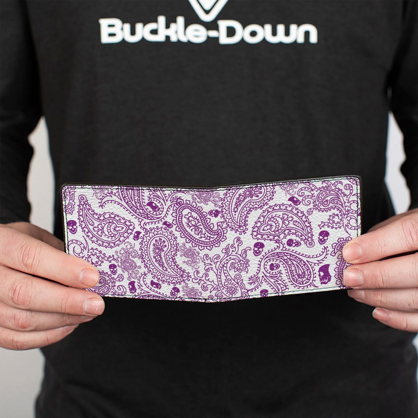 Bi-Fold Wallet - Bandana Skulls White Purple