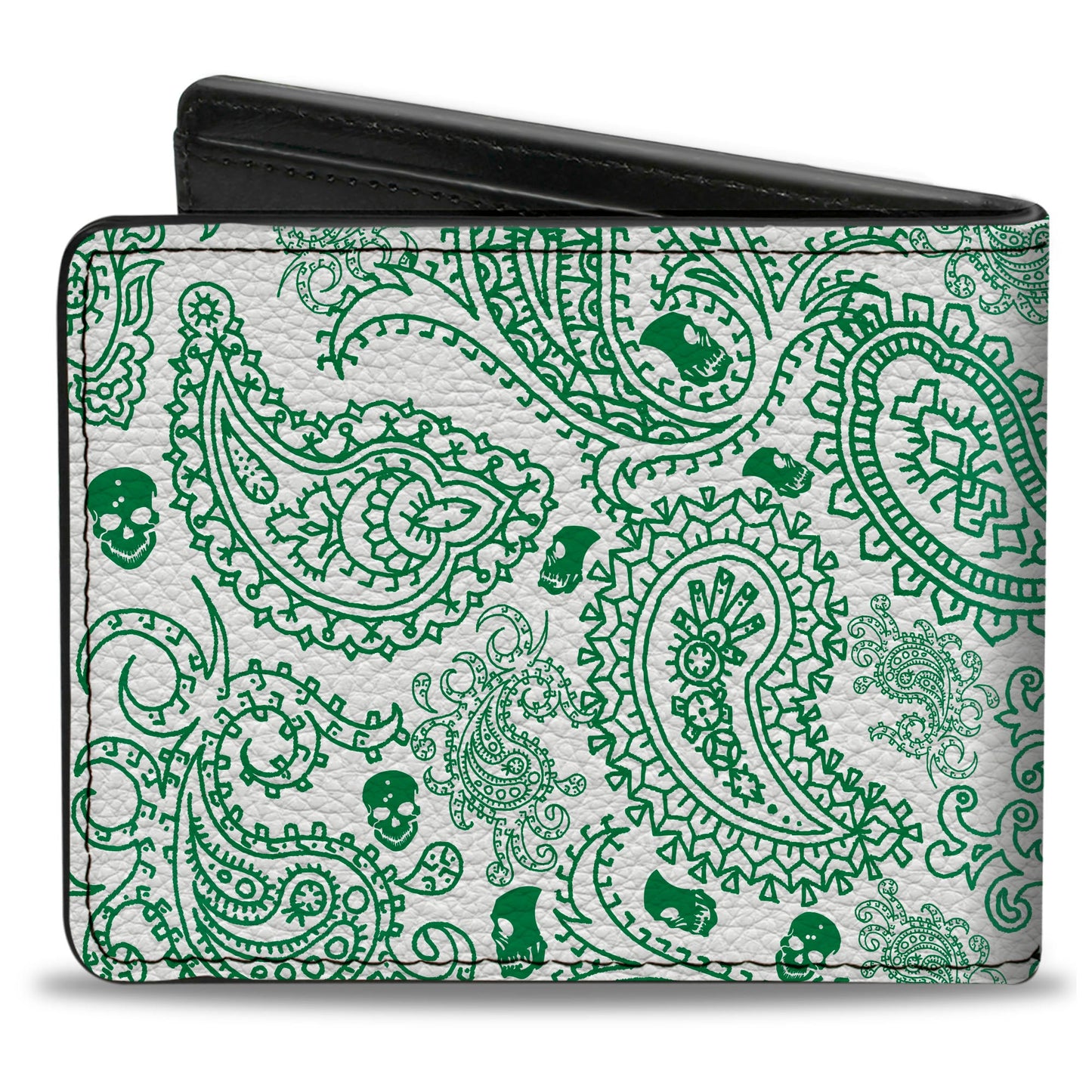 Bi-Fold Wallet - Bandana Skulls White Irish Green