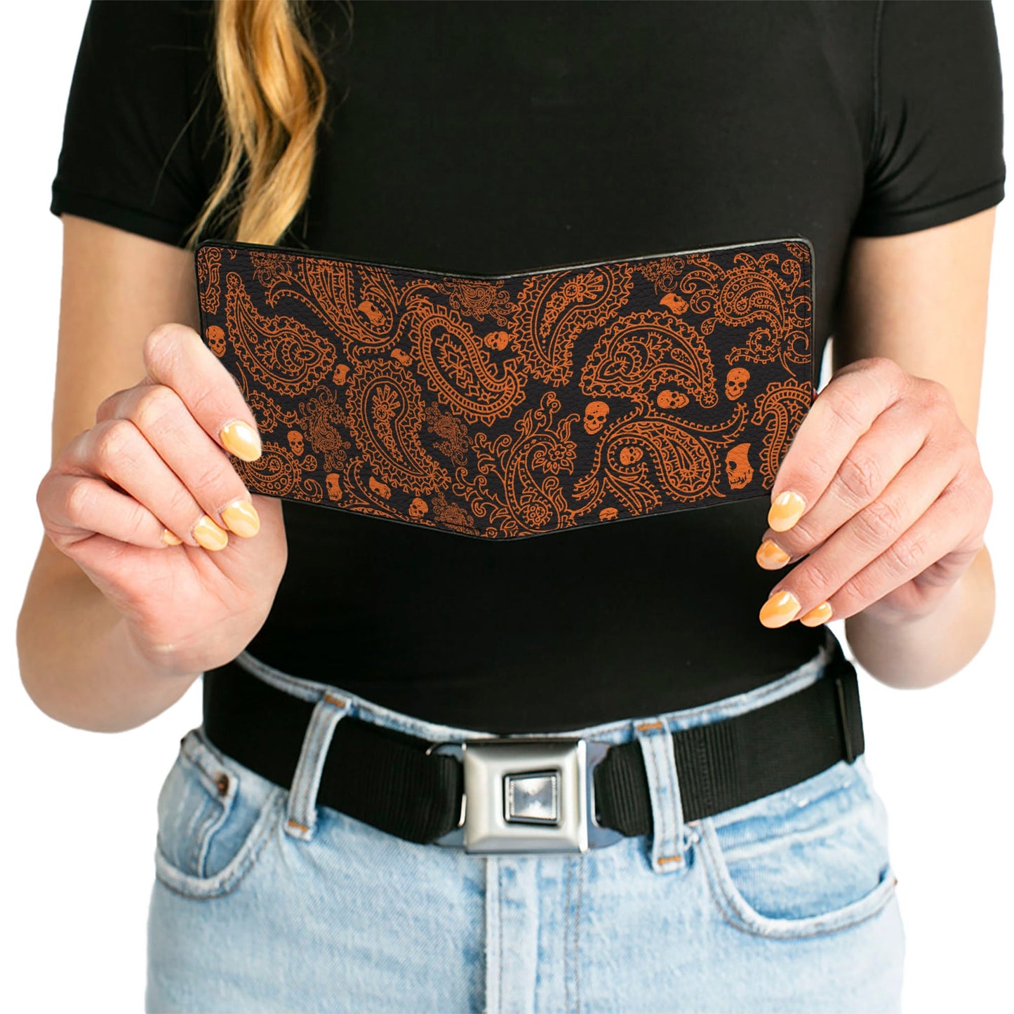Bi-Fold Wallet - Bandana Skulls Black Orange