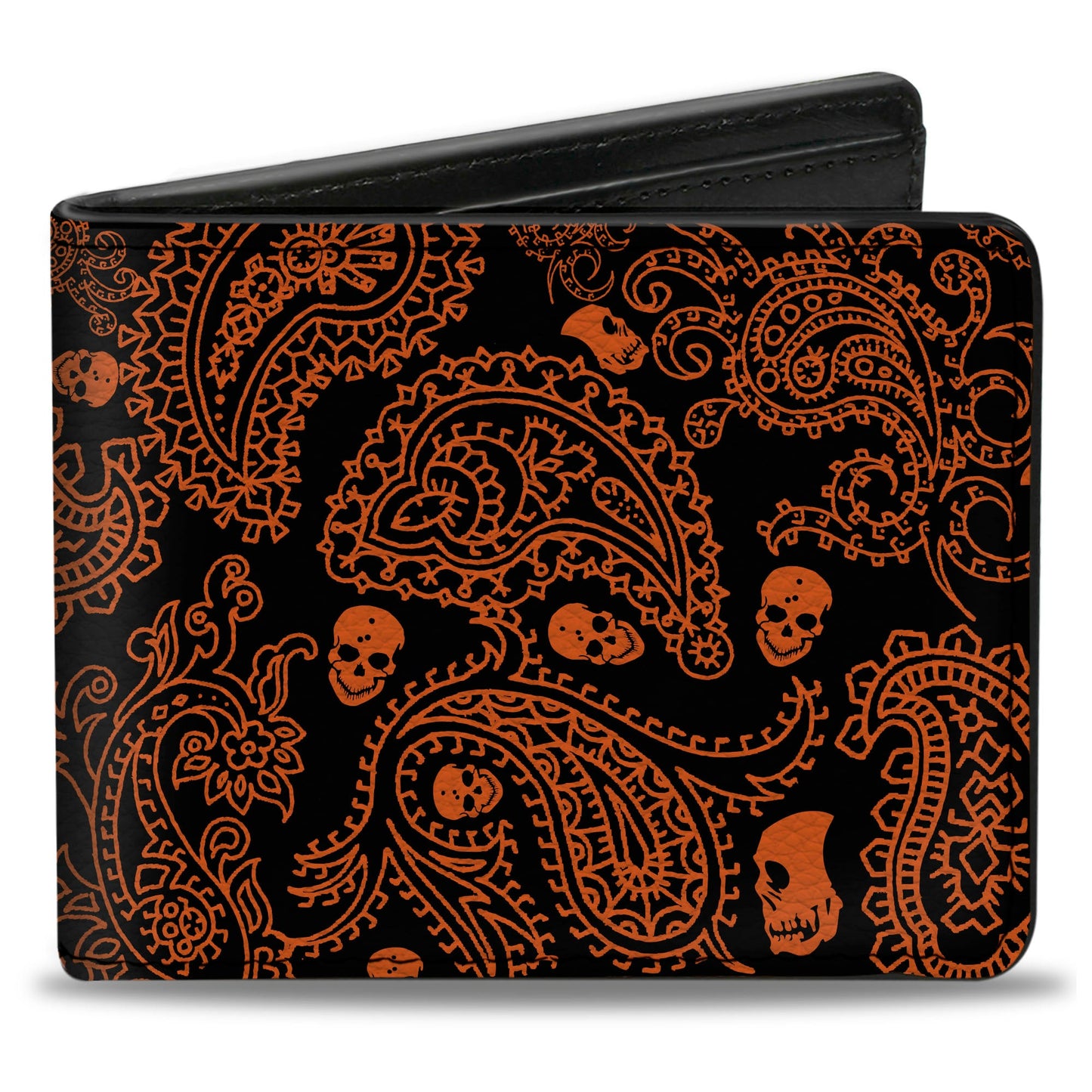 Bi-Fold Wallet - Bandana Skulls Black Orange