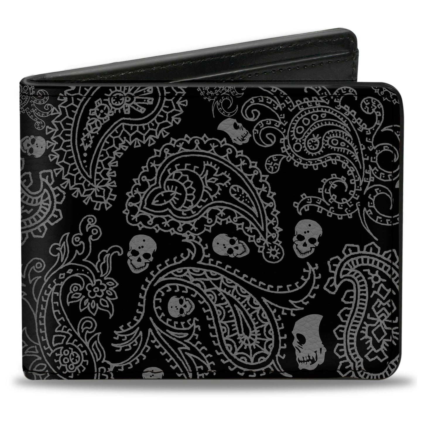 Bi-Fold Wallet - Bandana Skulls Black Silver