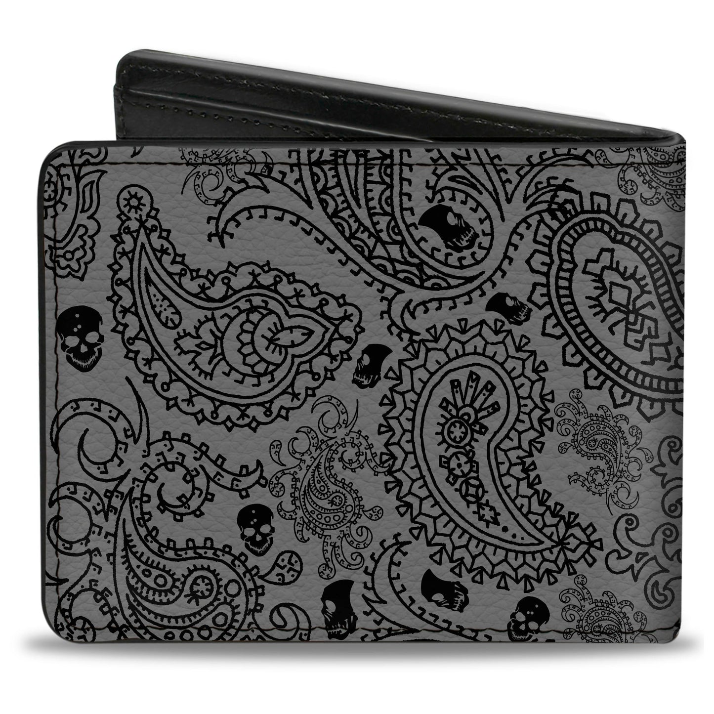 Bi-Fold Wallet - Bandana Skulls Silver Black