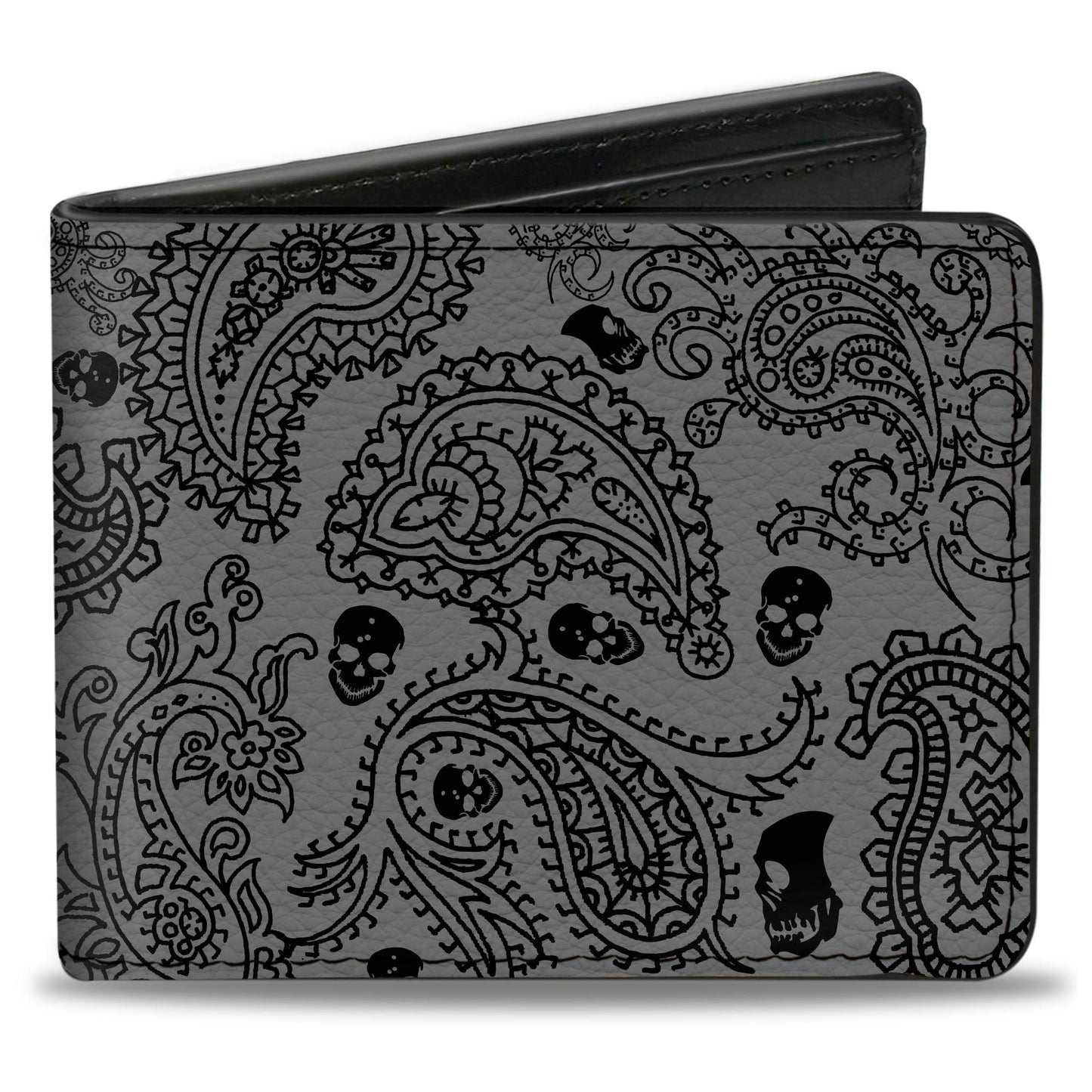 Bi-Fold Wallet - Bandana Skulls Silver Black