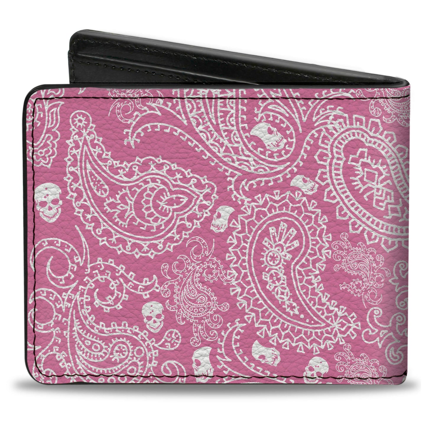 Bi-Fold Wallet - Bandana Skulls Pink White