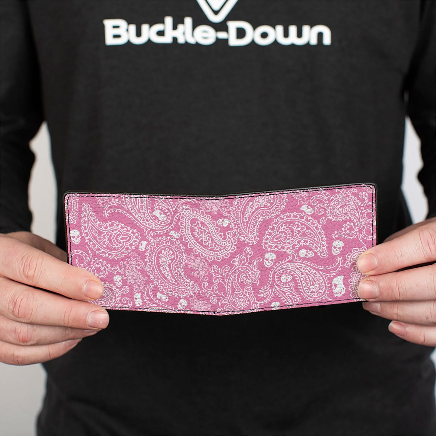 Bi-Fold Wallet - Bandana Skulls Pink White