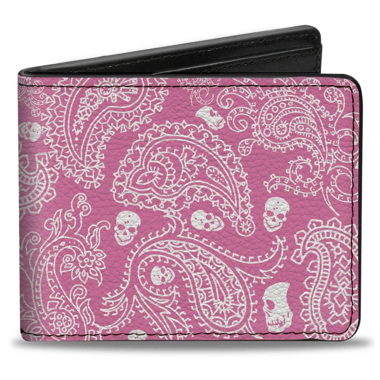 Bi-Fold Wallet - Bandana Skulls Pink White