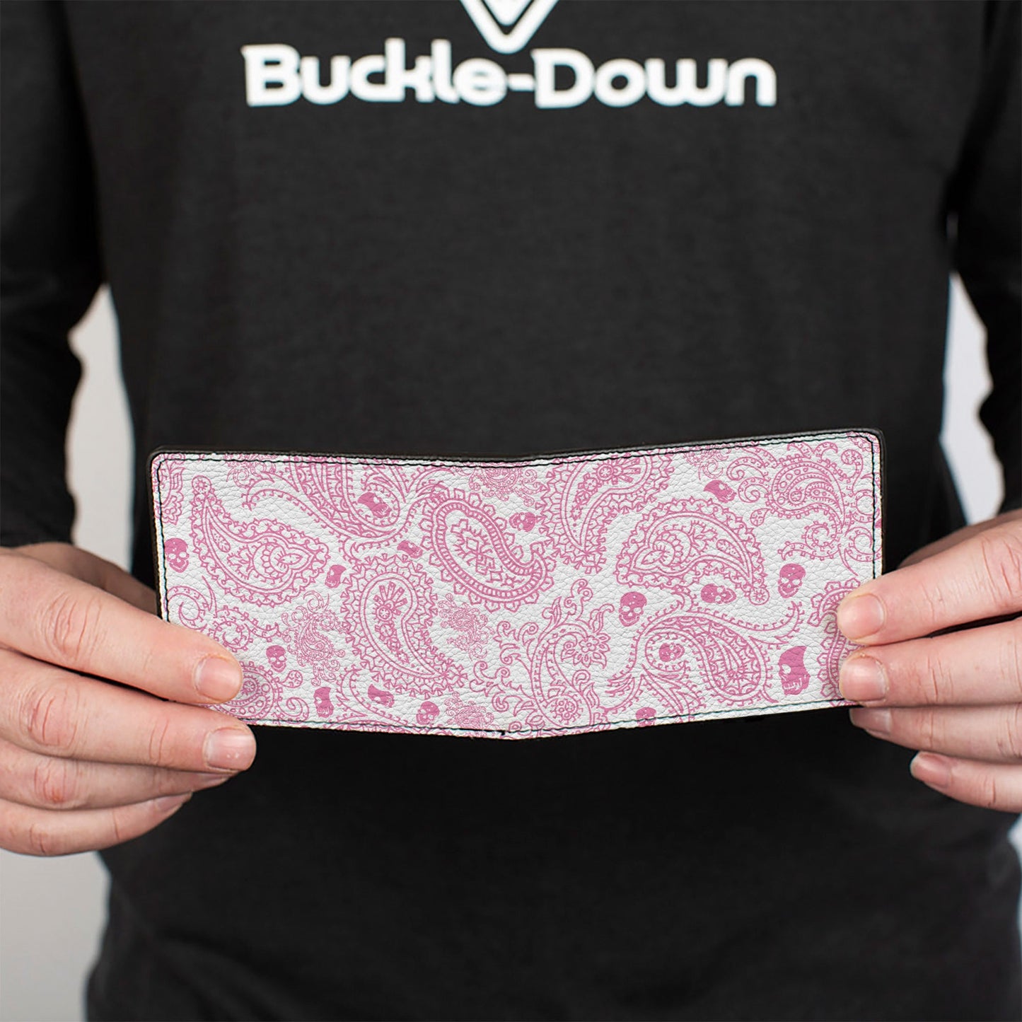 Bi-Fold Wallet - Bandana Skulls White Pink
