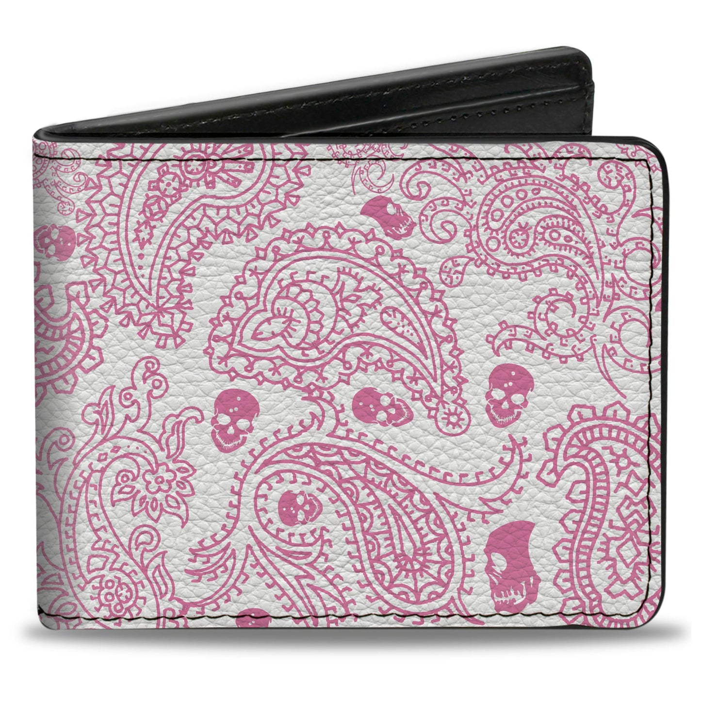 Bi-Fold Wallet - Bandana Skulls White Pink
