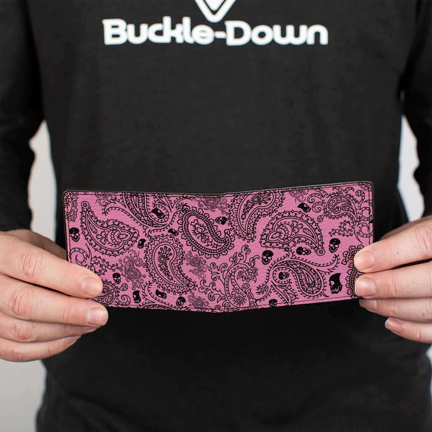 Bi-Fold Wallet - Bandana Skulls Pink Black