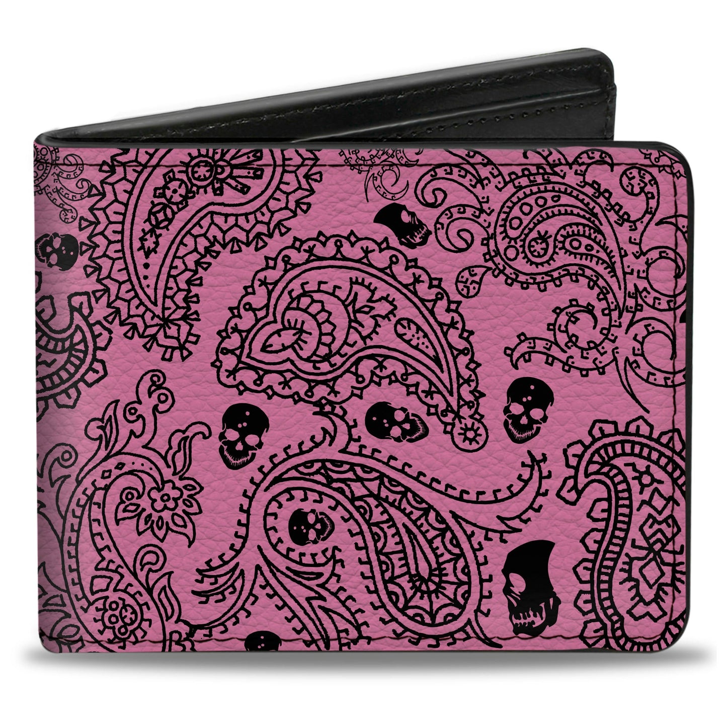 Bi-Fold Wallet - Bandana Skulls Pink Black