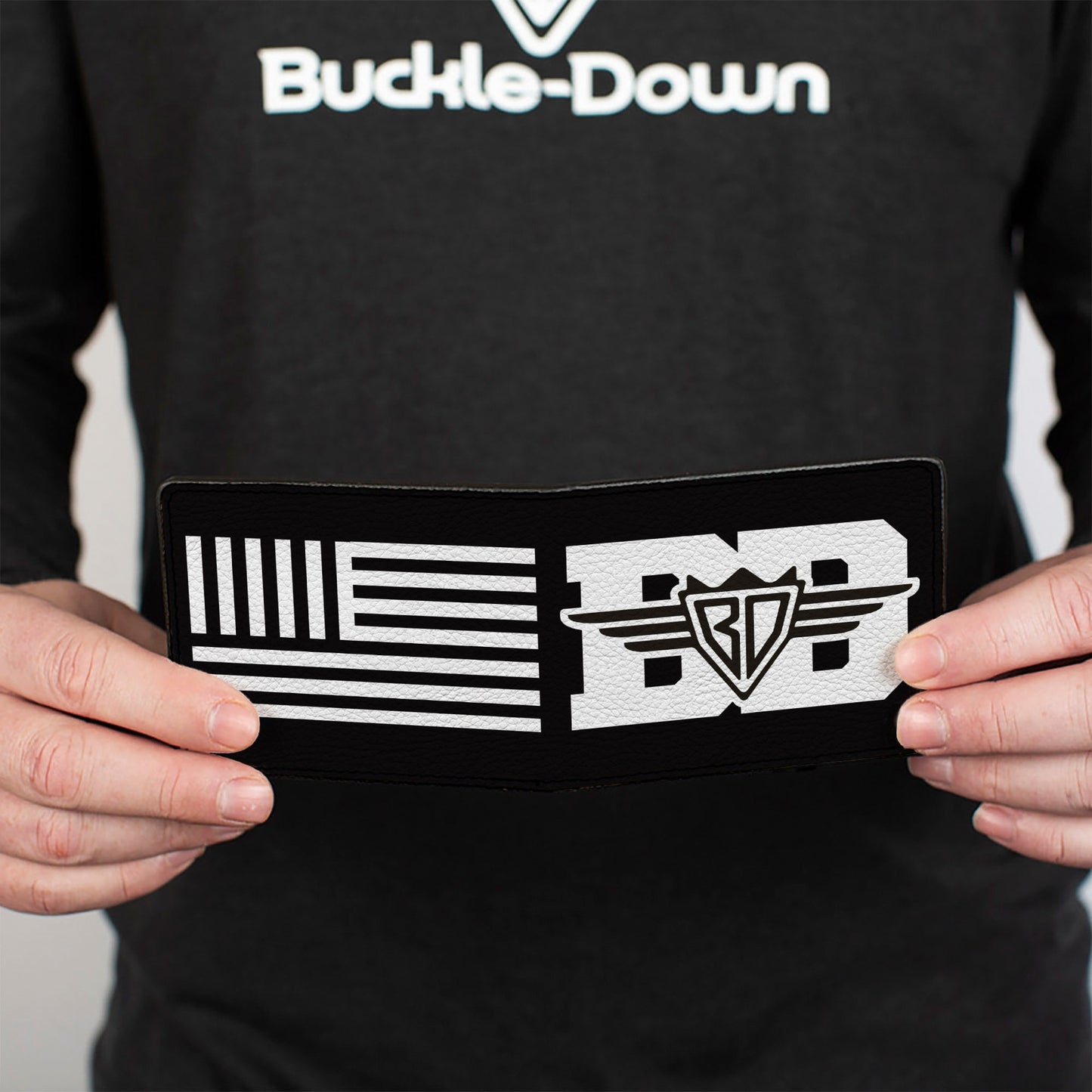 Bi-Fold Wallet - Buckle-Down BD Logo American Stripe Flag White Black