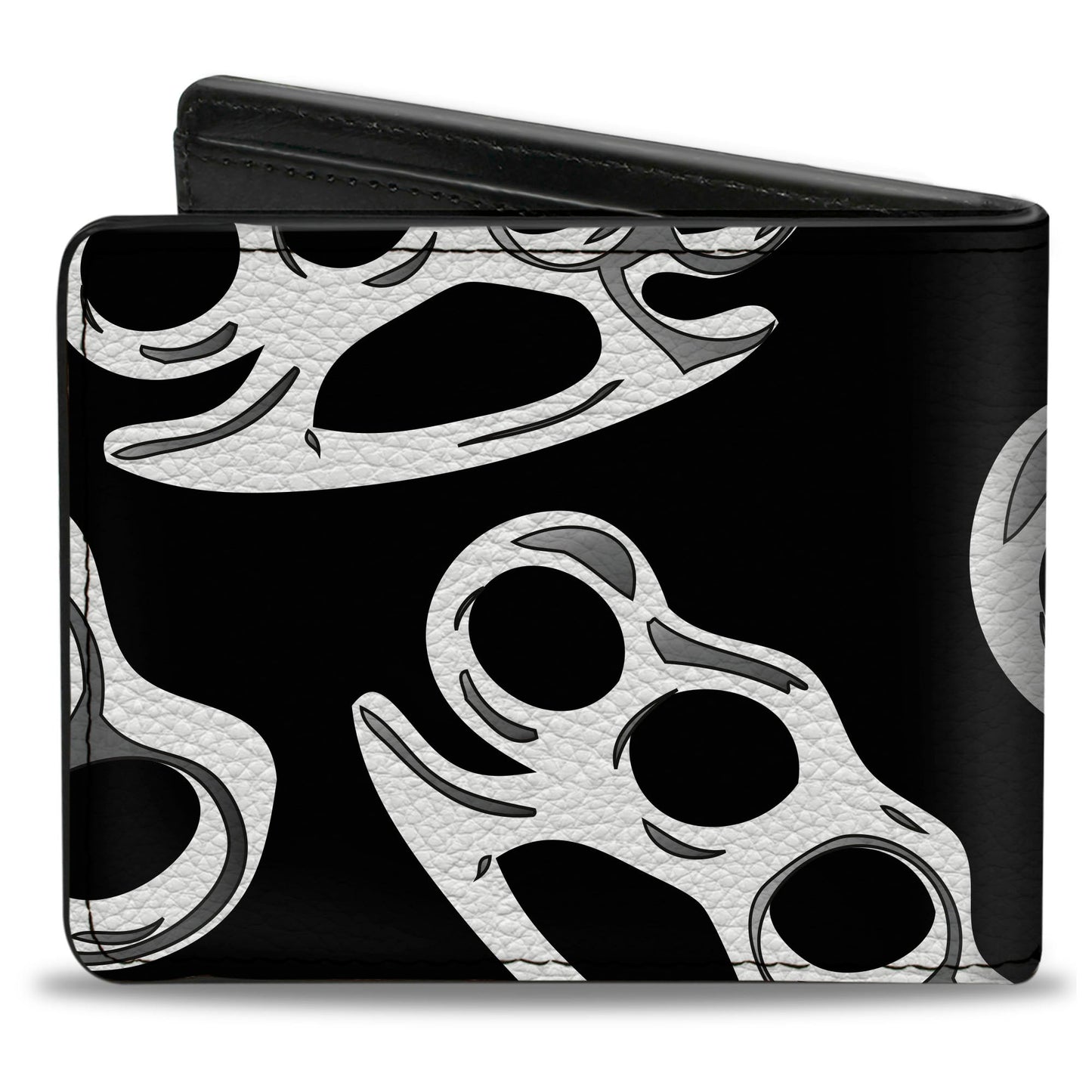 Bi-Fold Wallet - Brass Knuckles Skulls Roses2 Black White