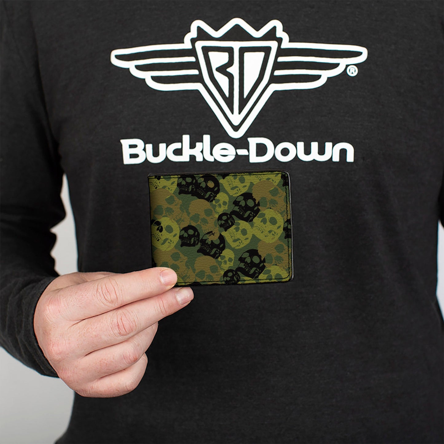 Bi-Fold Wallet - Camo Olive Black Skull Yard2