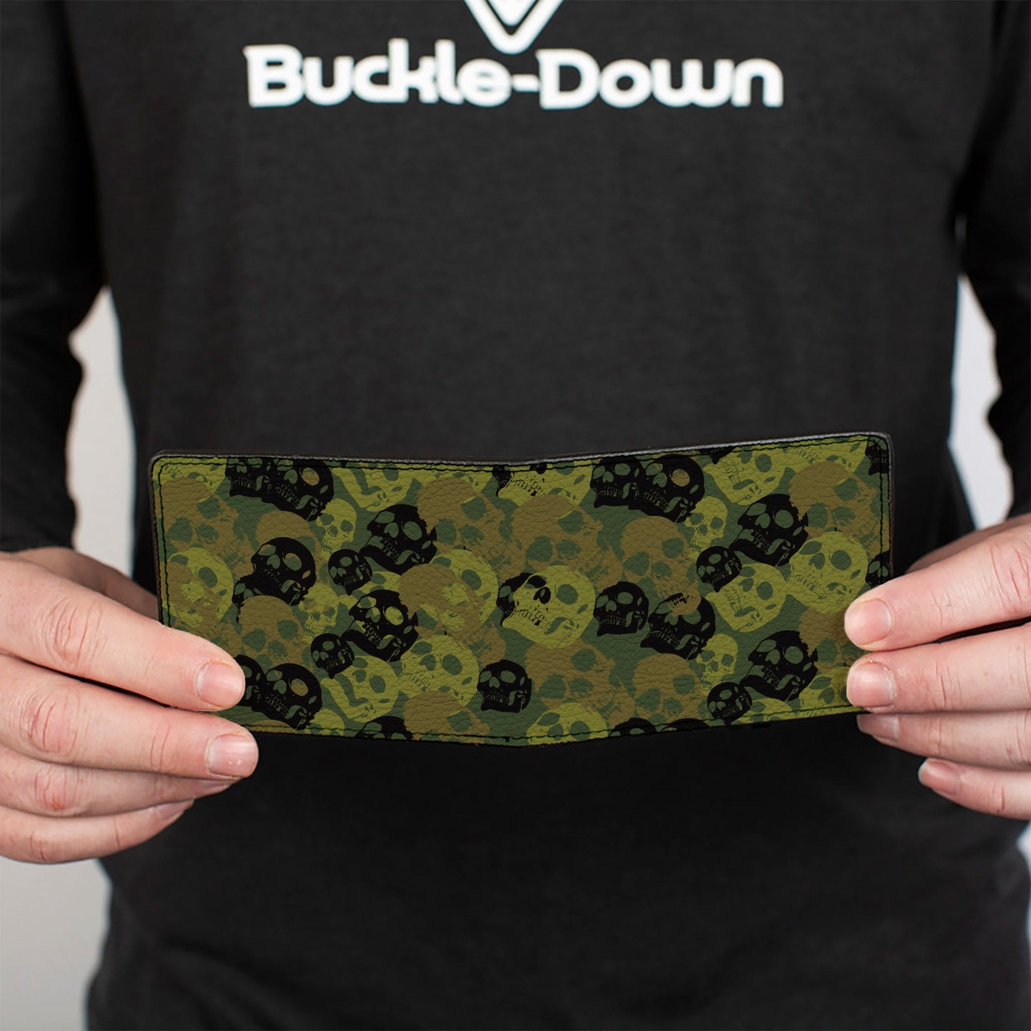 Bi-Fold Wallet - Camo Olive Black Skull Yard2