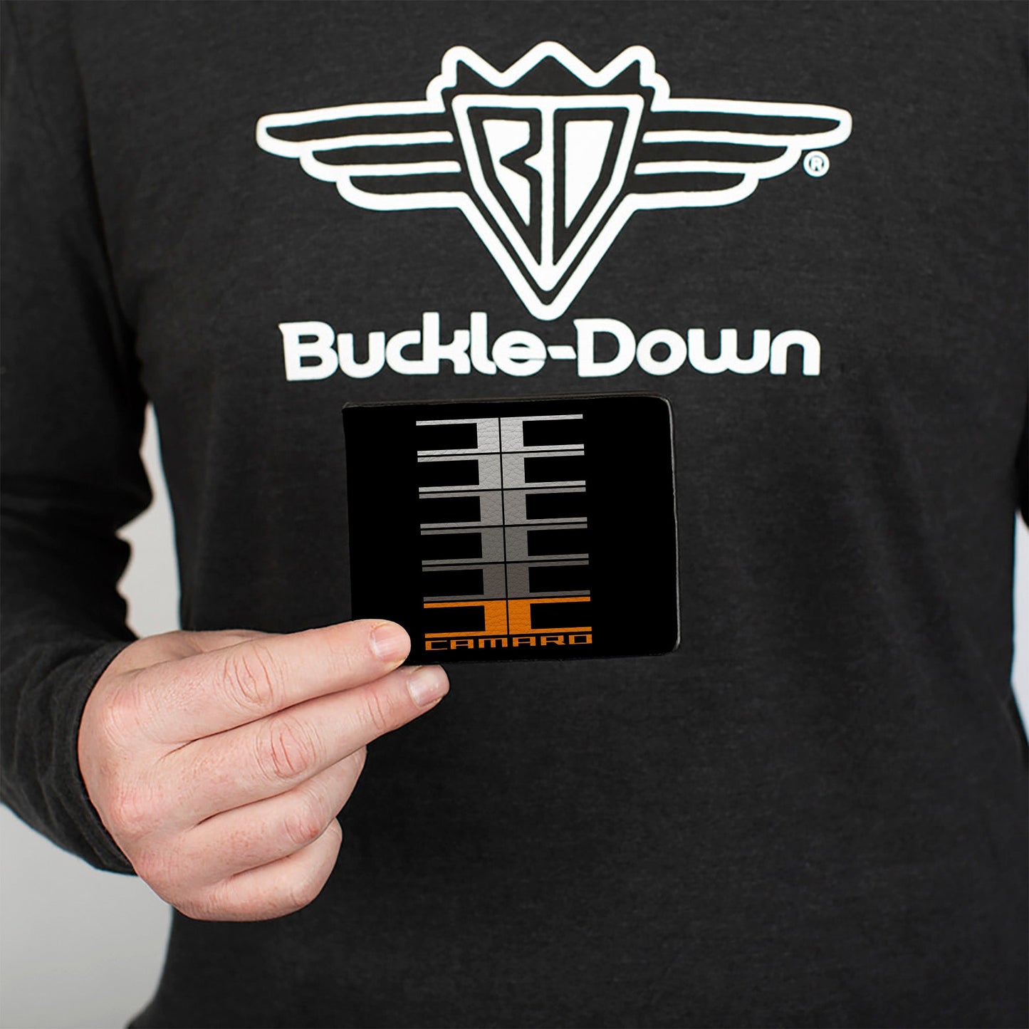 Bi-Fold Wallet - Camaro Performance 01 CAMARO w Large C Black Gray Orange