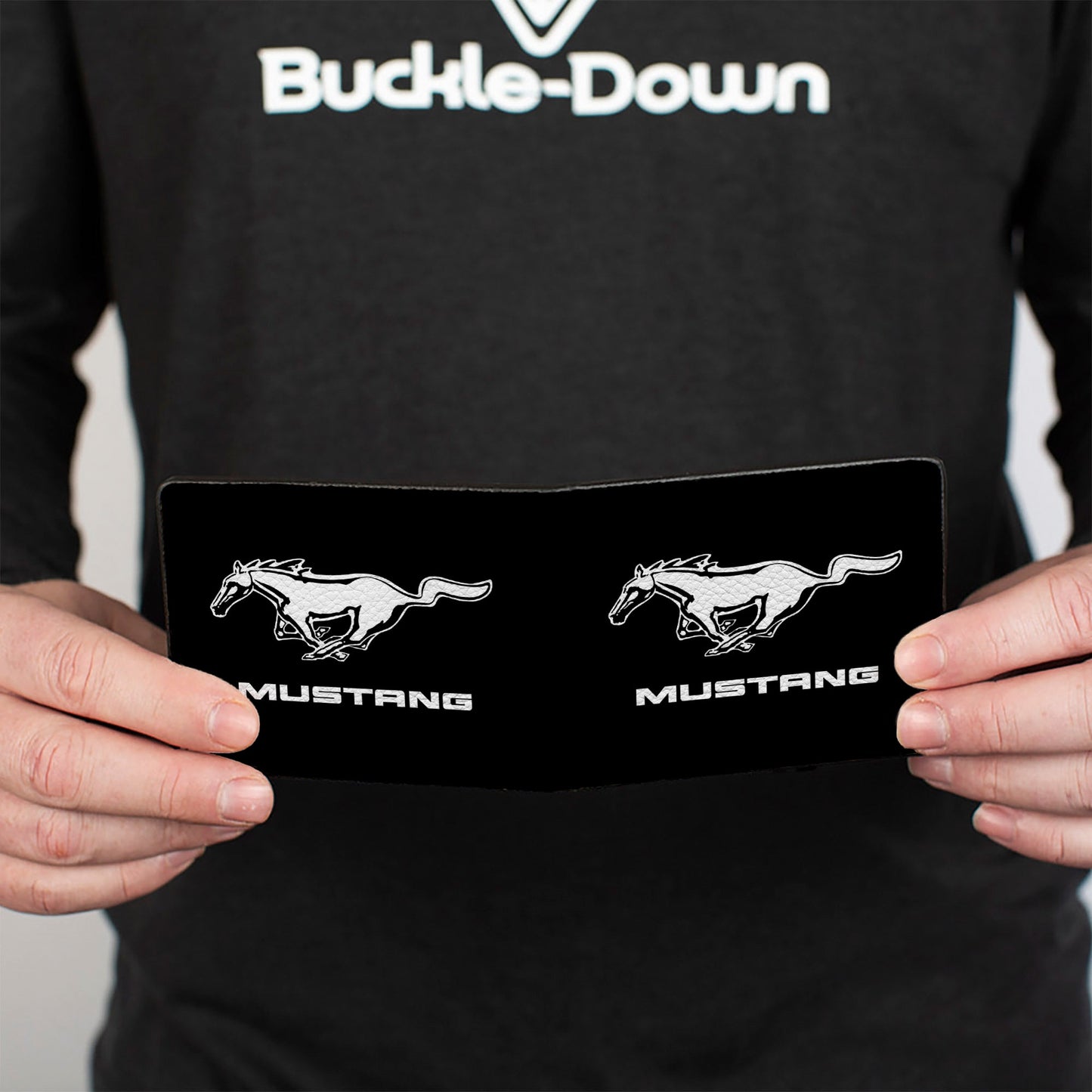 Bi-Fold Wallet - Ford Mustang Black White Logo CENTERED
